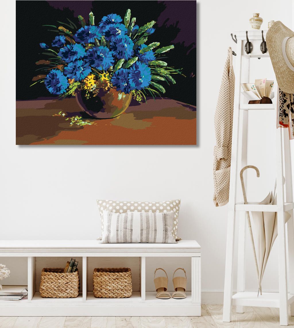 zuty Malování podle čísel - KYTICE MODRÝCH KVĚTŮ - Rozměr: 40x50 cm, Rámování: Varianta: vypnuté plátno na rám - obrázek 5