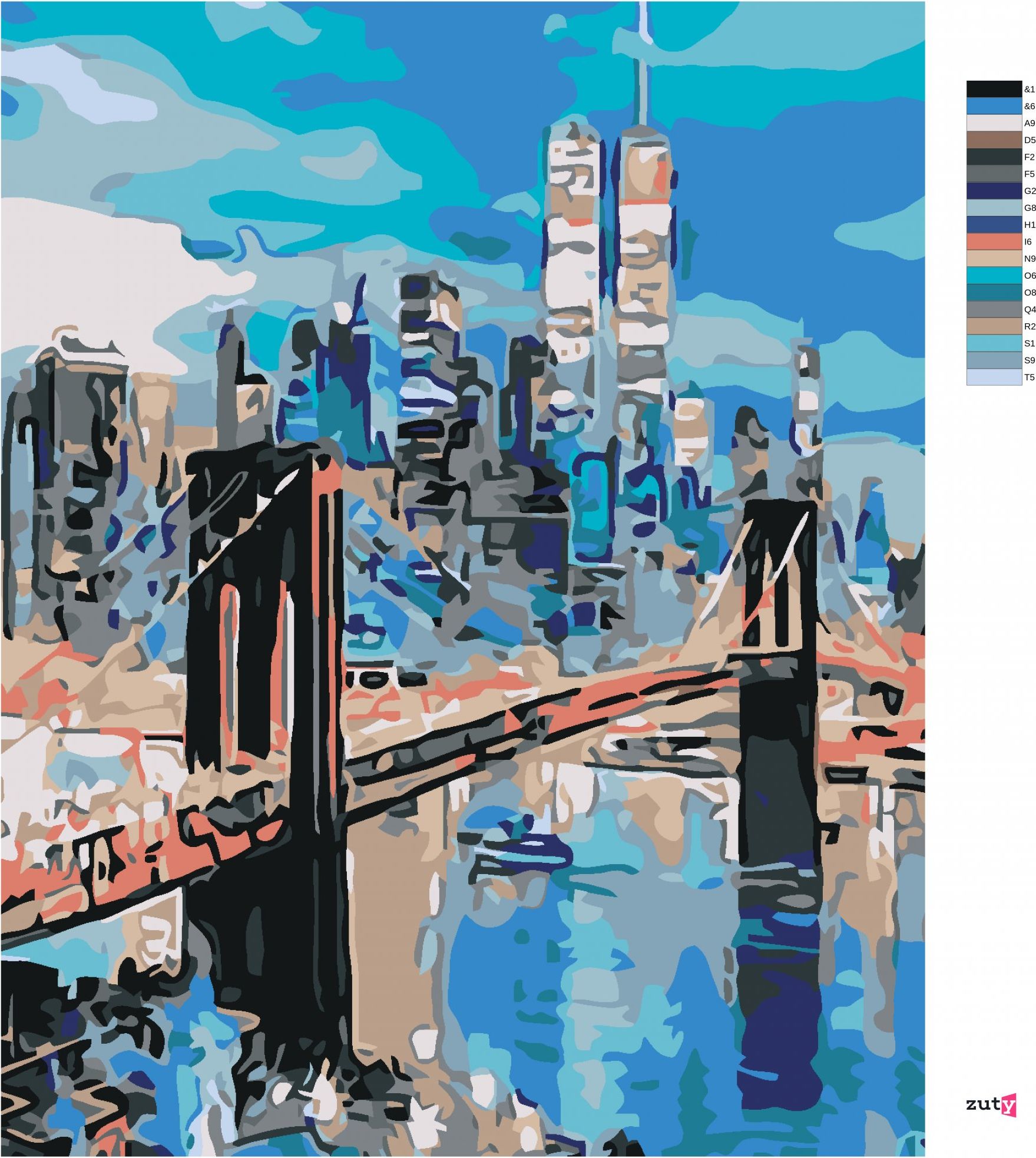 zuty Malování podle čísel - BROOKLYNSKÝ MOST - Rozměr: 40x50 cm, Rámování: Varianta: bez rámu a bez vypnutí plátna - obrázek 11