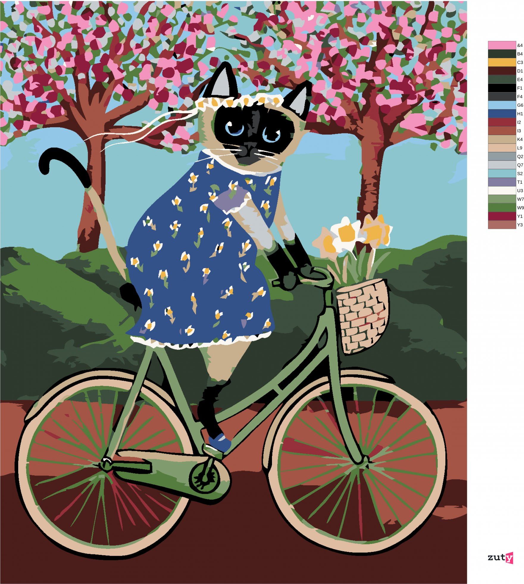 zuty Malování podle čísel - KOČIČKA NA KOLE - Rozměr: 40x50 cm, Rámování: Varianta: bez rámu a bez vypnutí plátna - obrázek 2