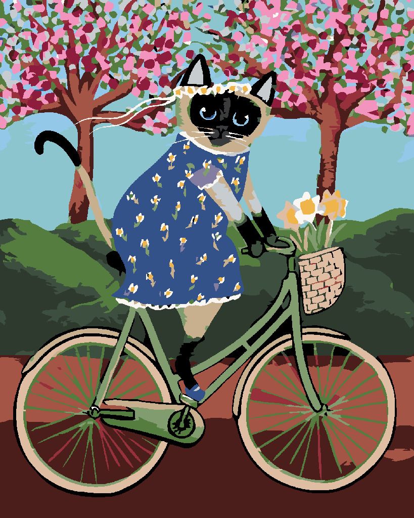zuty Malování podle čísel - KOČIČKA NA KOLE - Rozměr: 40x50 cm, Rámování: Varianta: bez rámu a bez vypnutí plátna - obrázek 3