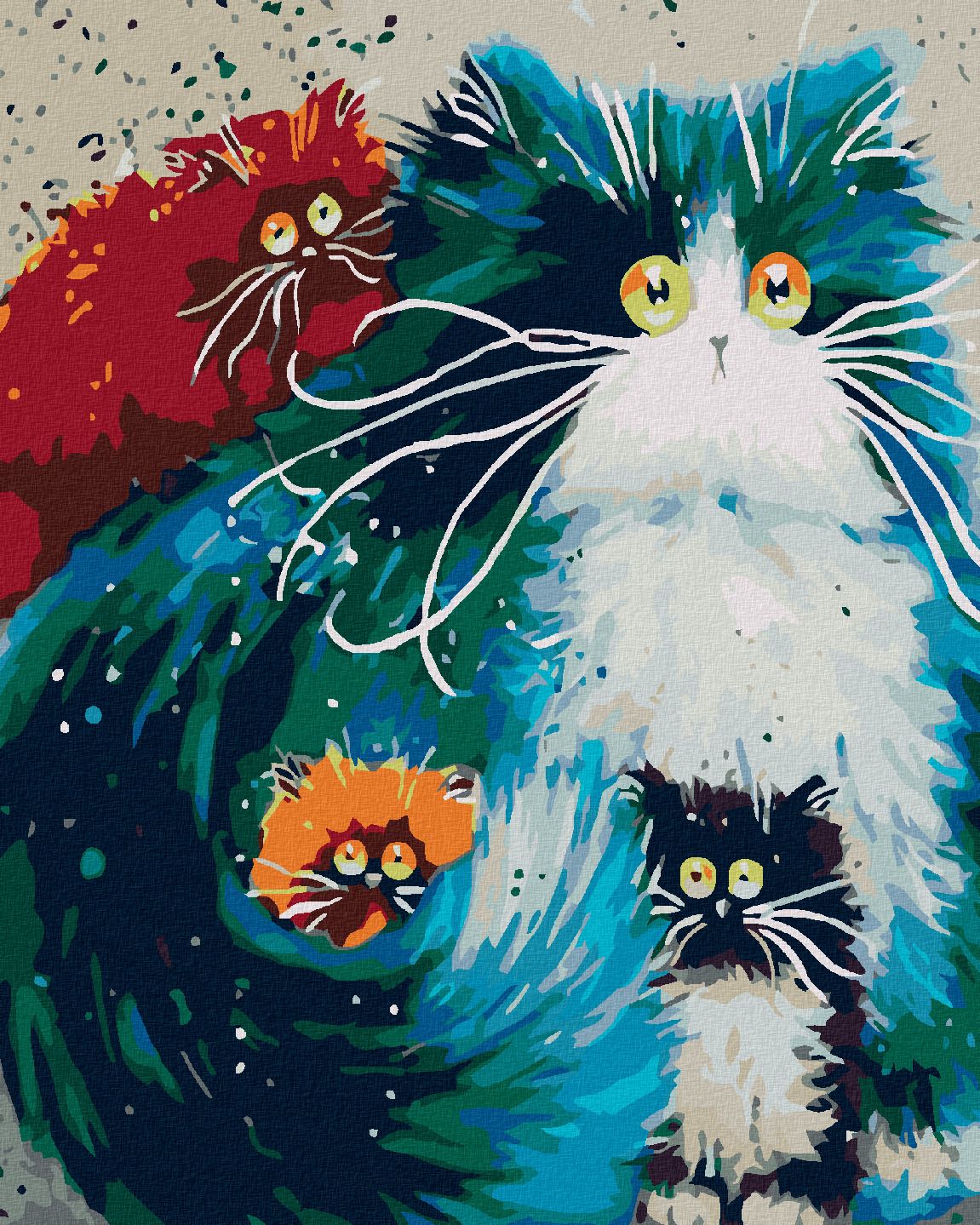 zuty Malování podle čísel - OKATÁ KOČKA S KOŤATY - Rozměr: 40x50 cm, Rámování: Varianta: bez rámu a bez vypnutí plátna - obrázek 1