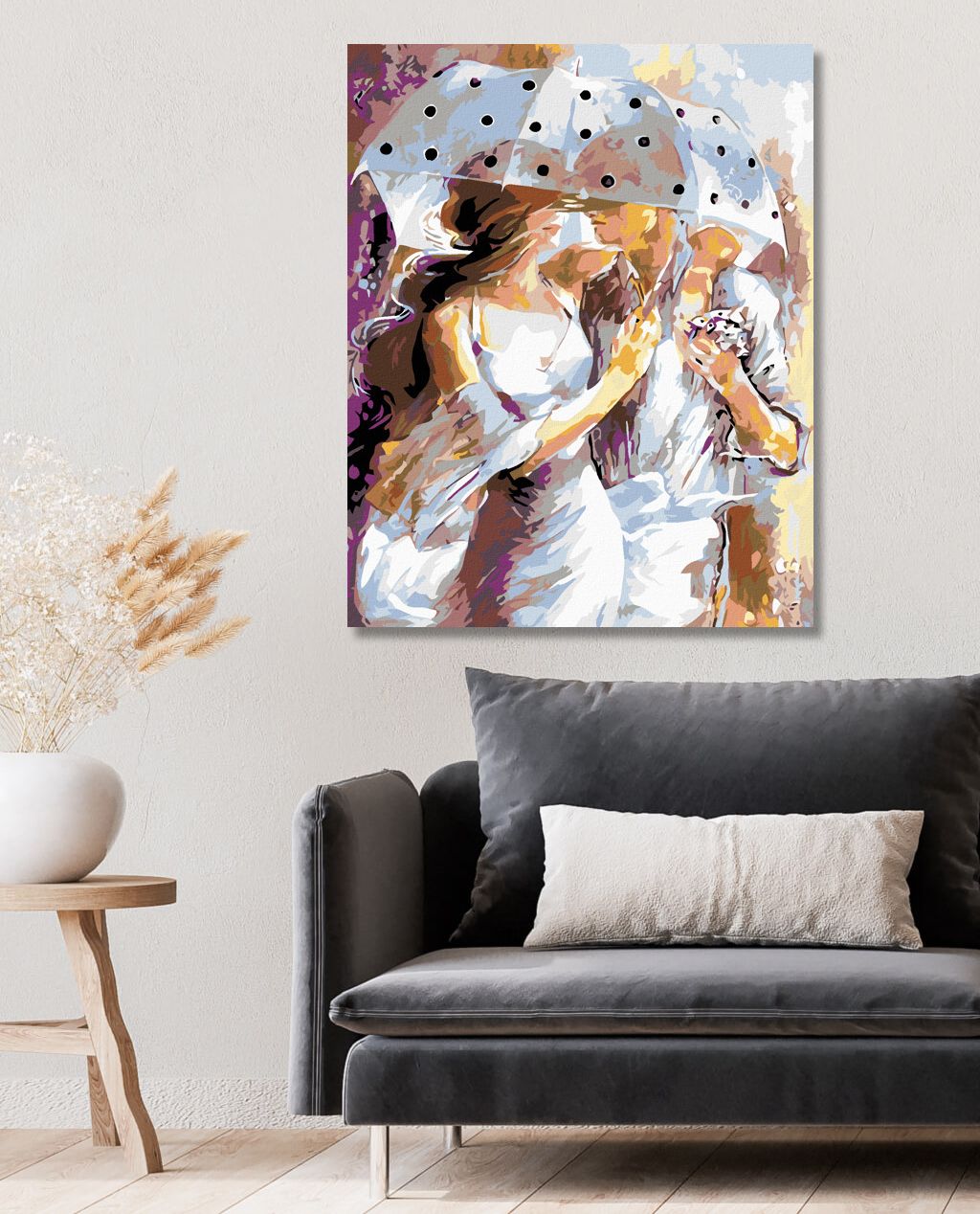 zuty Malování podle čísel - MILENCI POD DEŠTNÍKEM - Rozměr: 40x50 cm, Rámování: Varianta: vypnuté plátno na rám - obrázek 2