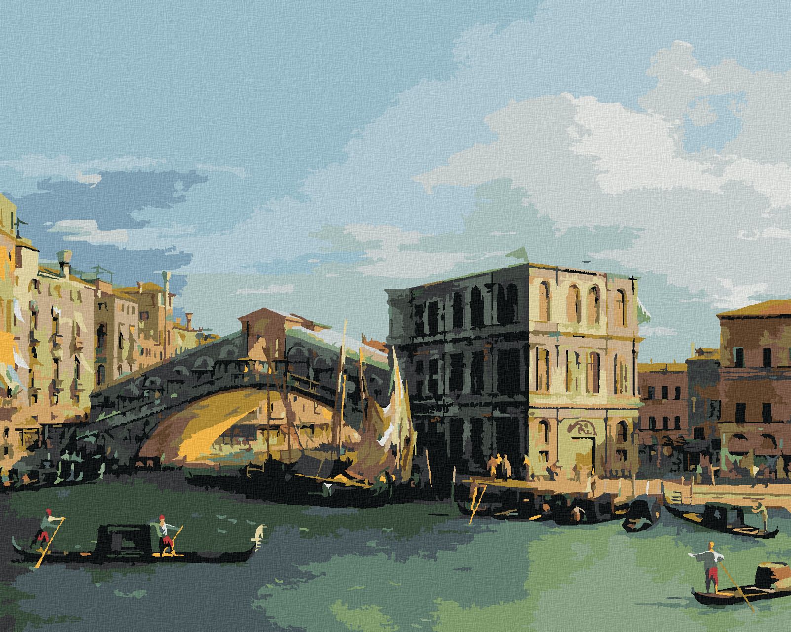zuty Malování podle čísel - MOST RIALTO OD SEVERU (CANALETTO) - Rozměr: 40x50 cm, Rámování: Varianta: bez rámu a bez vypnutí plátna - obrázek 1