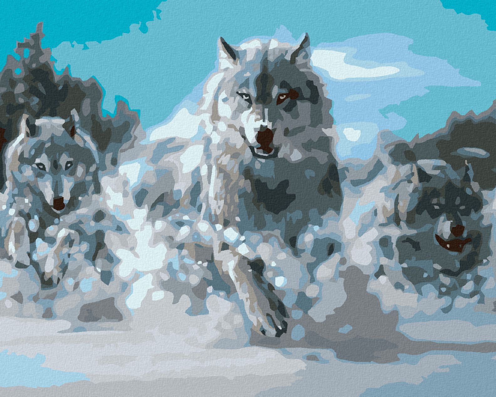 zuty Malování podle čísel - BĚŽÍCÍ VLCI - Rozměr: 40x50 cm, Rámování: Varianta: vypnuté plátno na rám - obrázek 1