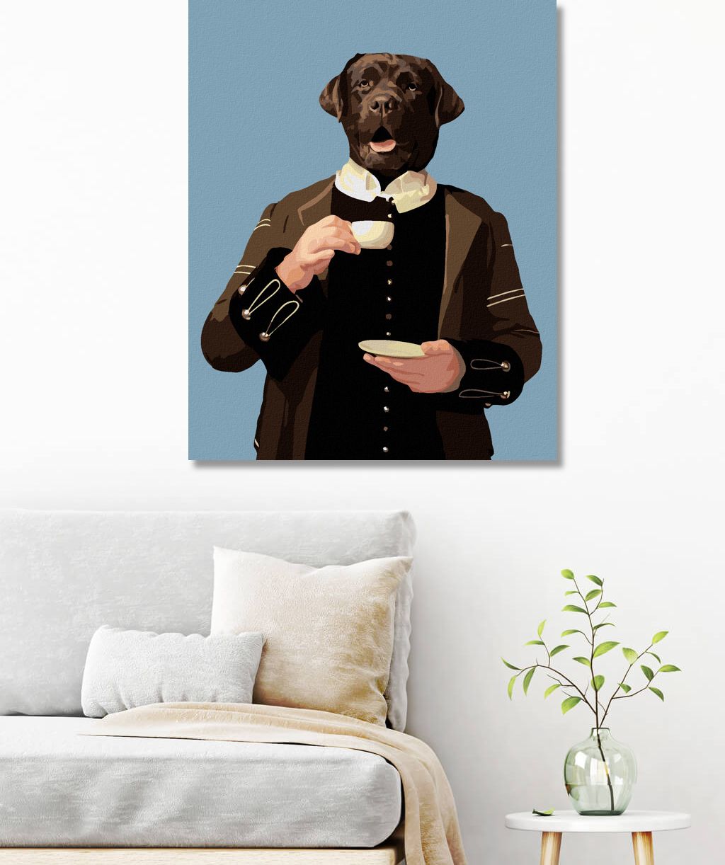 zuty Malování podle čísel - KRÁLOVSKÝ PES A KÁVA - Rozměr: 40x50 cm, Rámování: Varianta: bez rámu a bez vypnutí plátna - obrázek 3