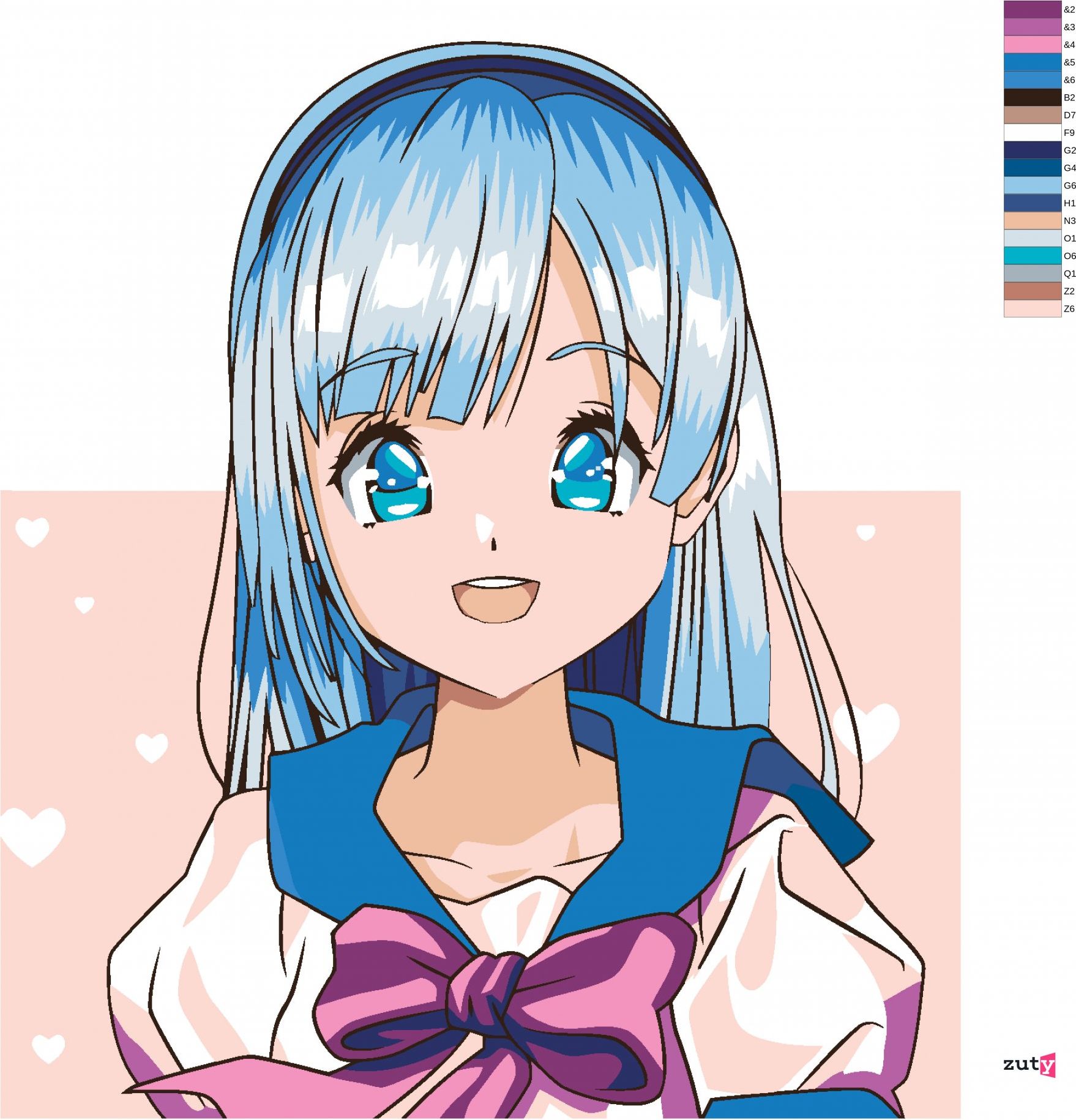 zuty Malování podle čísel - ANIME DÍVKA S MAŠLÍ - Rozměr: 40x50 cm, Rámování: Varianta: bez rámu a bez vypnutí plátna - obrázek 3