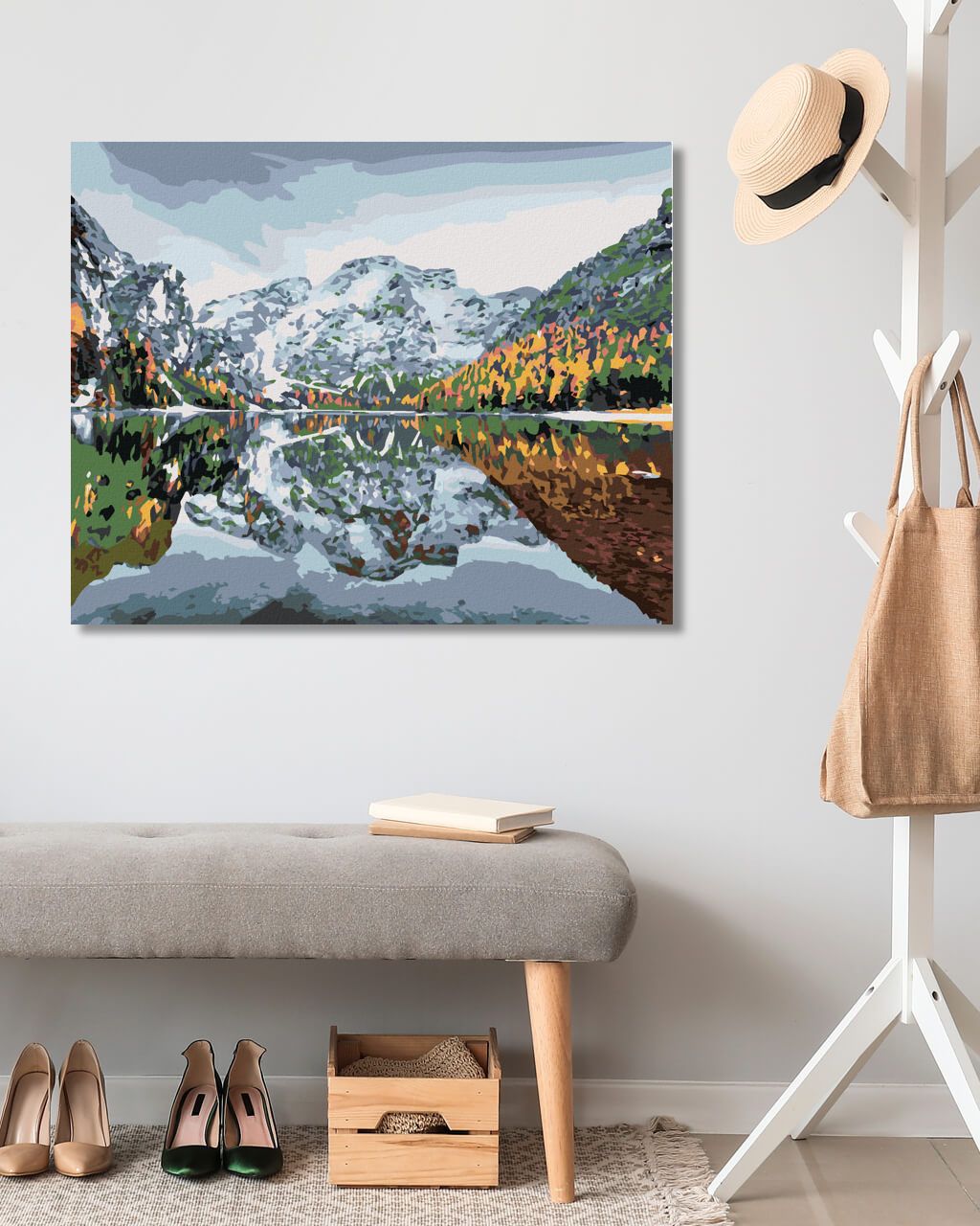 zuty Malování podle čísel - PRVNÍ SNÍH NA BRAIES LAKE - Rozměr: 40x50 cm, Rámování: Varianta: bez rámu a bez vypnutí plátna - obrázek 4