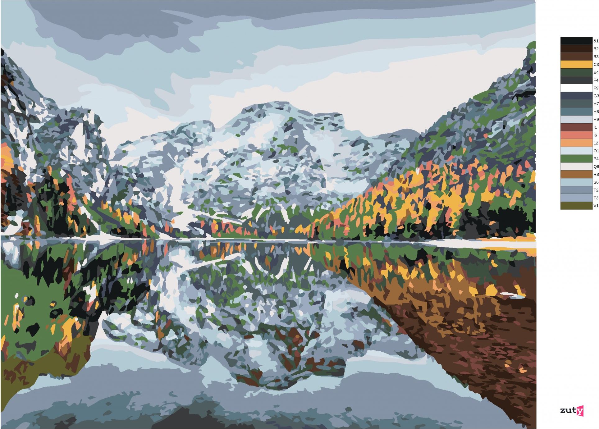 zuty Malování podle čísel - PRVNÍ SNÍH NA BRAIES LAKE - Rozměr: 40x50 cm, Rámování: Varianta: bez rámu a bez vypnutí plátna - obrázek 10