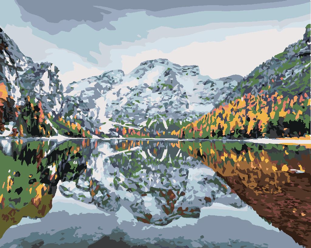 zuty Malování podle čísel - PRVNÍ SNÍH NA BRAIES LAKE - Rozměr: 40x50 cm, Rámování: Varianta: vypnuté plátno na rám - obrázek 3