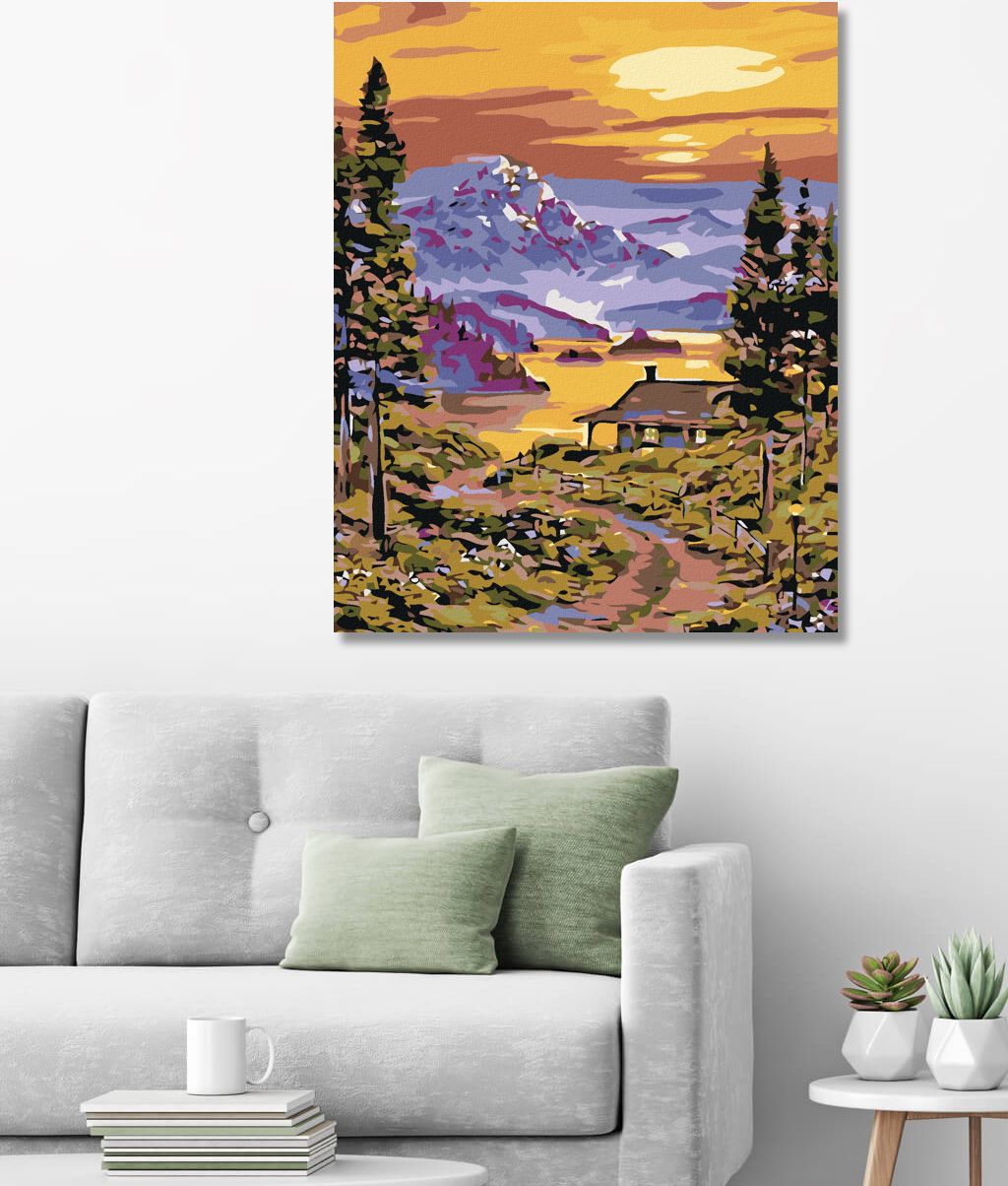 zuty Malování podle čísel - CESTA K CHATĚ U JEZERA - Rozměr: 40x50 cm, Rámování: Varianta: bez rámu a bez vypnutí plátna - obrázek 6