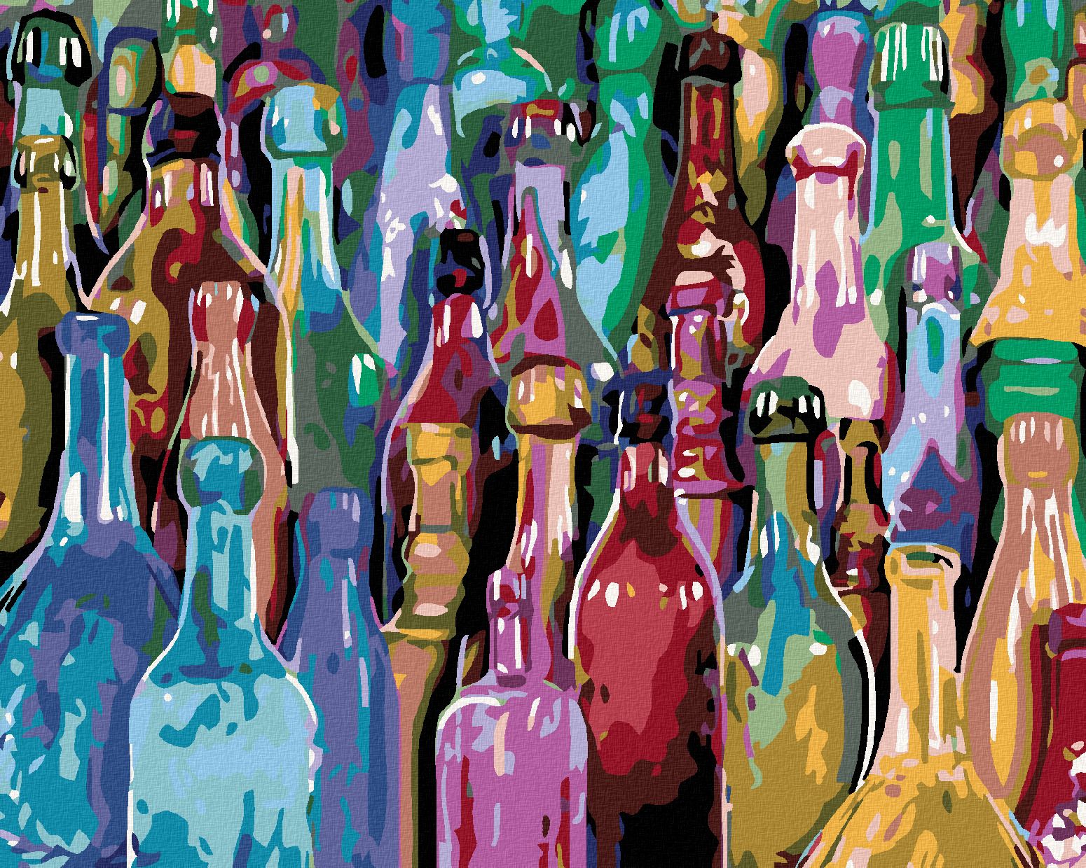 zuty Malování podle čísel - BAREVNÉ LAHVE - Rozměr: 40x50 cm, Rámování: Varianta: bez rámu a bez vypnutí plátna - obrázek 1