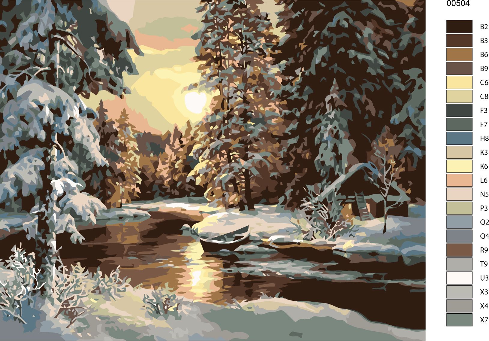 zuty Malování podle čísel - ZÁPAD SLUNCE NAD LESEM - Rozměr: 40x50 cm, Rámování: Varianta: bez rámu a bez vypnutí plátna - obrázek 2