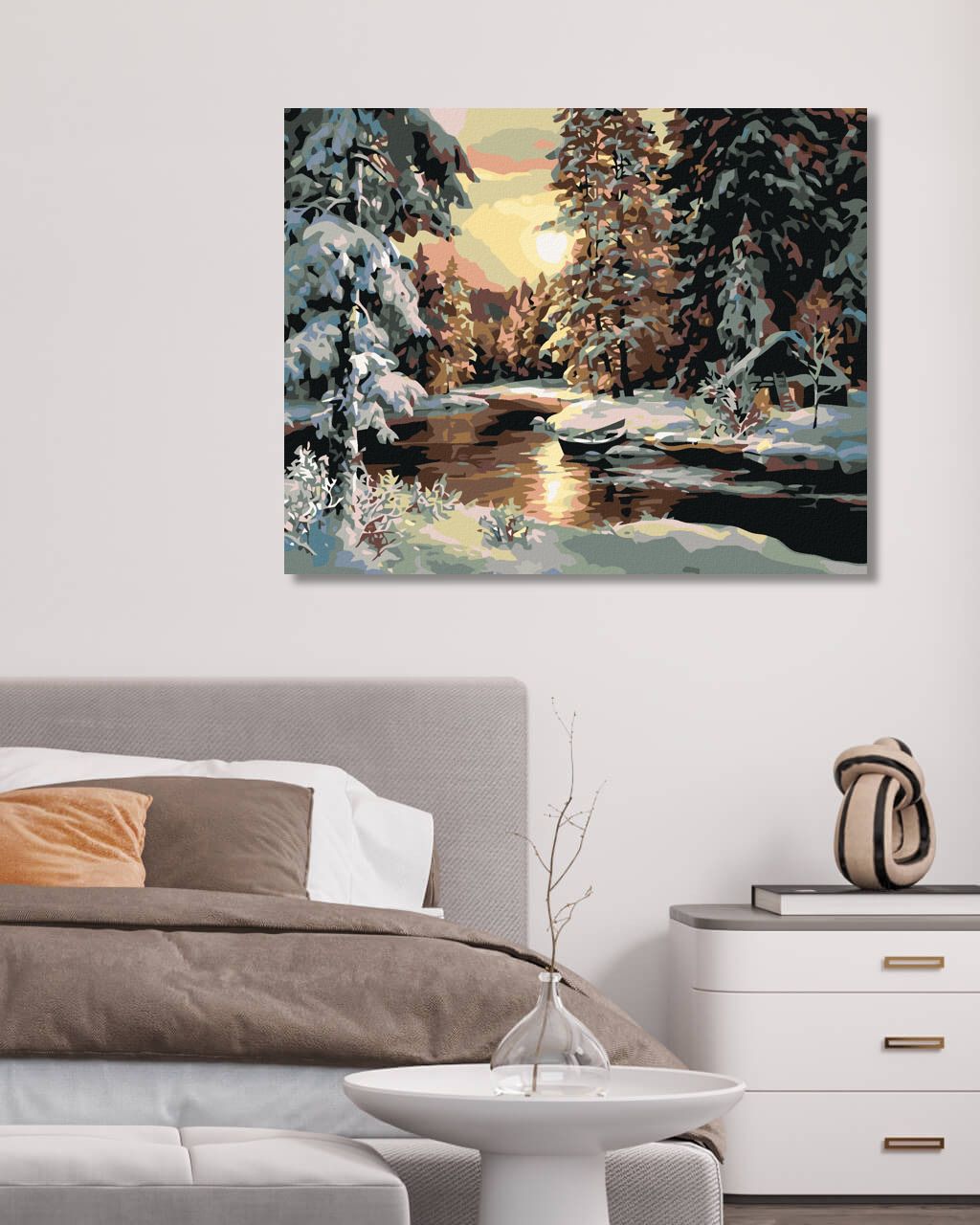 zuty Malování podle čísel - ZÁPAD SLUNCE NAD LESEM - Rozměr: 40x50 cm, Rámování: Varianta: vypnuté plátno na rám - obrázek 5