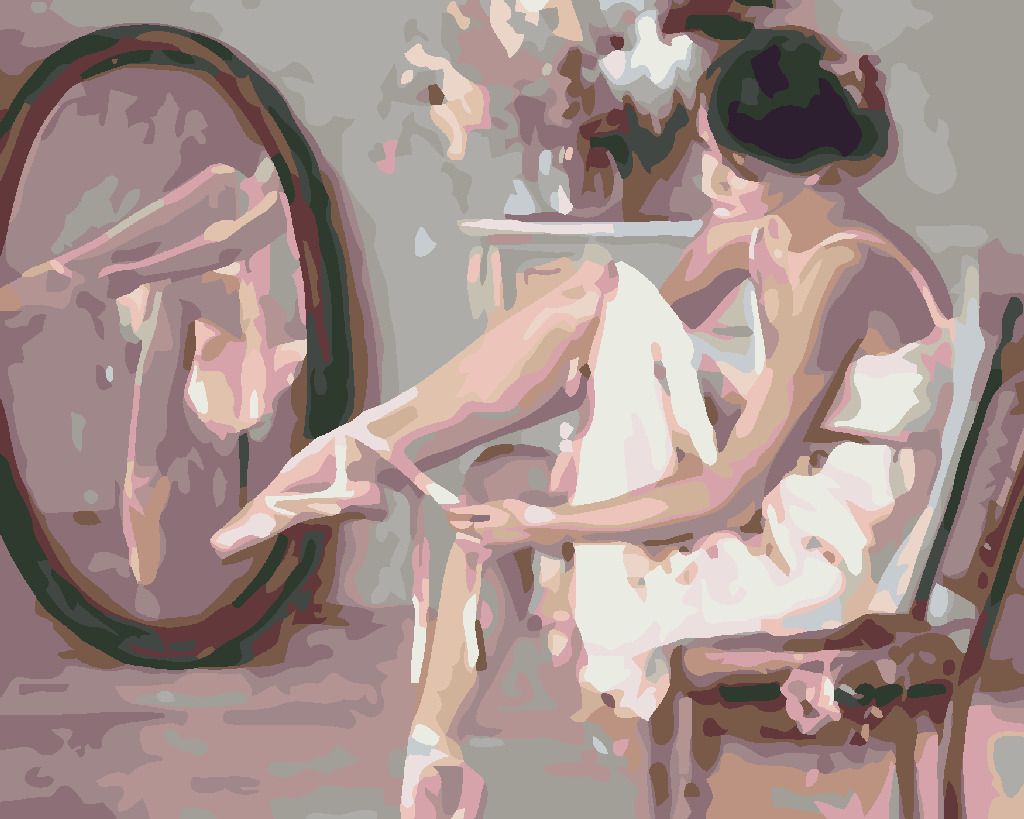 zuty Malování podle čísel - BALETKA PŘED ZRCADLEM - Rozměr: 40x50 cm, Rámování: Varianta: bez rámu a bez vypnutí plátna - obrázek 4