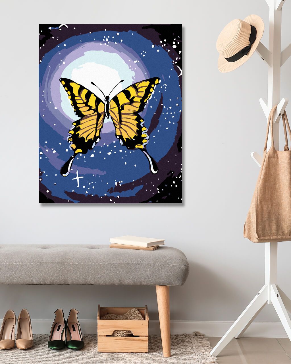 zuty Malování podle čísel - MOTÝL A NOČNÍ OBLOHA - Rozměr: 40x50 cm, Rámování: Varianta: vypnuté plátno na rám - obrázek 5