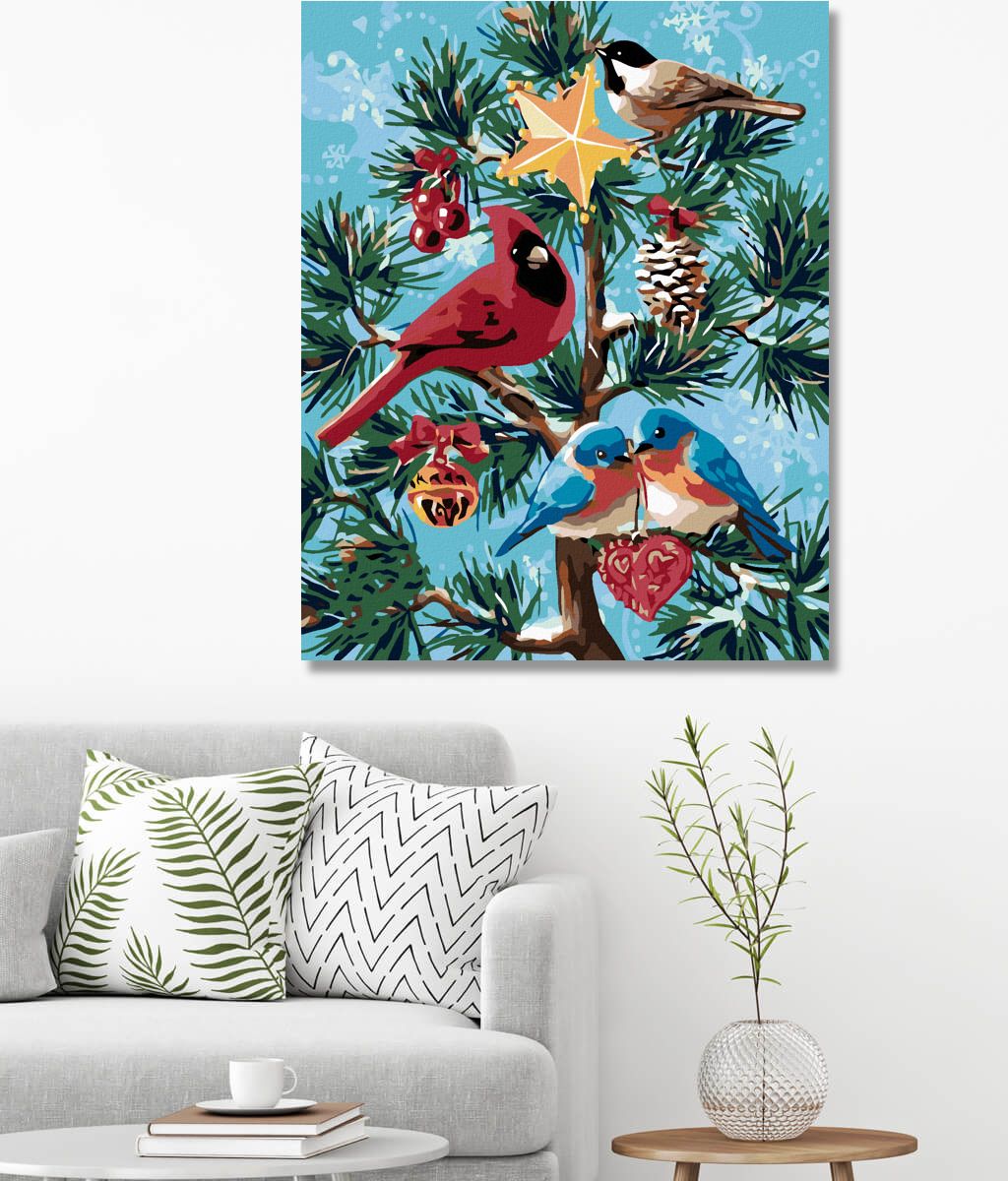 zuty Malování podle čísel - PTÁČCI A VÁNOČNÍ STROMEK - Rozměr: 40x50 cm, Rámování: Varianta: vypnuté plátno na rám - obrázek 9