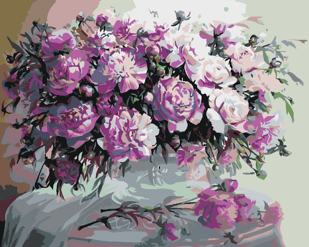 zuty Malování podle čísel - FIALKOVÉ PIVOŇKY - Rozměr: 40x50 cm, Rámování: Varianta: bez rámu a bez vypnutí plátna - obrázek 3