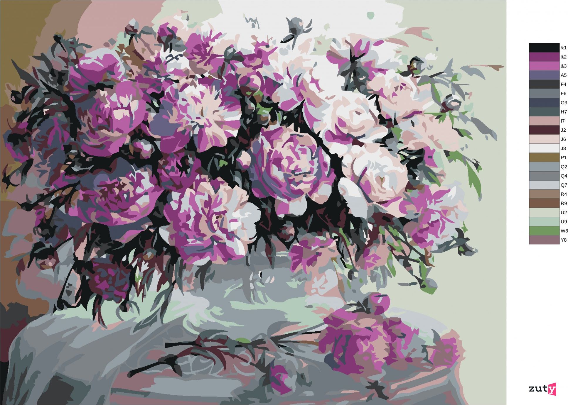 zuty Malování podle čísel - FIALKOVÉ PIVOŇKY - Rozměr: 40x50 cm, Rámování: Varianta: bez rámu a bez vypnutí plátna - obrázek 5