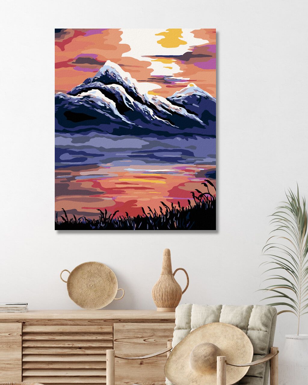 zuty Malování podle čísel - ZÁPAD SLUNCE NAD HORAMI - Rozměr: 40x50 cm, Rámování: Varianta: vypnuté plátno na rám - obrázek 2