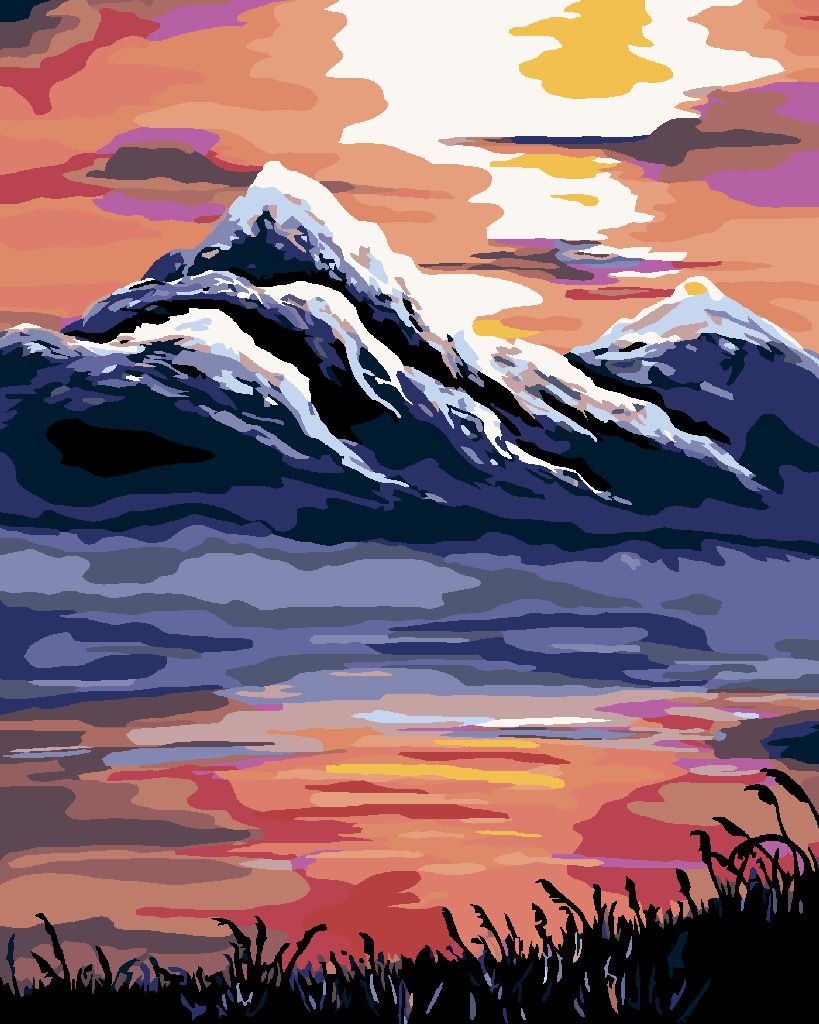 zuty Malování podle čísel - ZÁPAD SLUNCE NAD HORAMI - Rozměr: 40x50 cm, Rámování: Varianta: vypnuté plátno na rám - obrázek 7