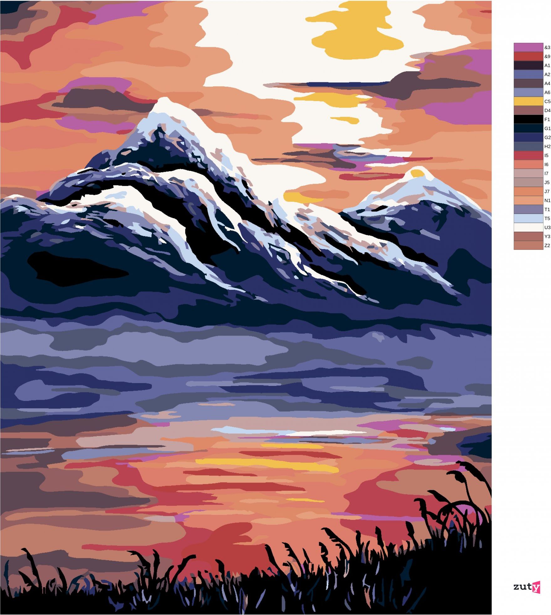 zuty Malování podle čísel - ZÁPAD SLUNCE NAD HORAMI - Rozměr: 40x50 cm, Rámování: Varianta: vypnuté plátno na rám - obrázek 10