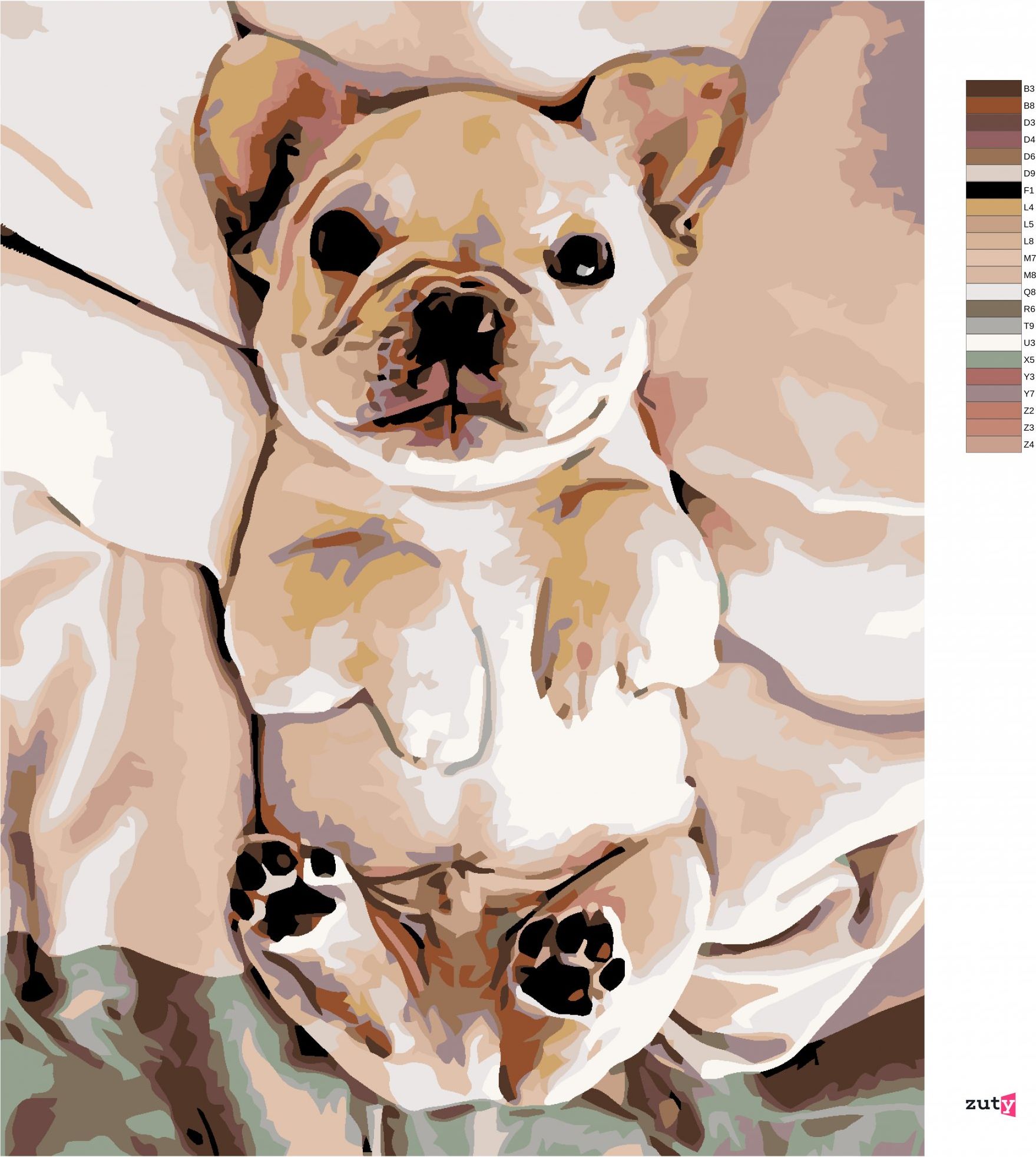 zuty Malování podle čísel - MALÉ ŠTĚNĚ BULDOČKA - Rozměr: 40x50 cm, Rámování: Varianta: bez rámu a bez vypnutí plátna - obrázek 6