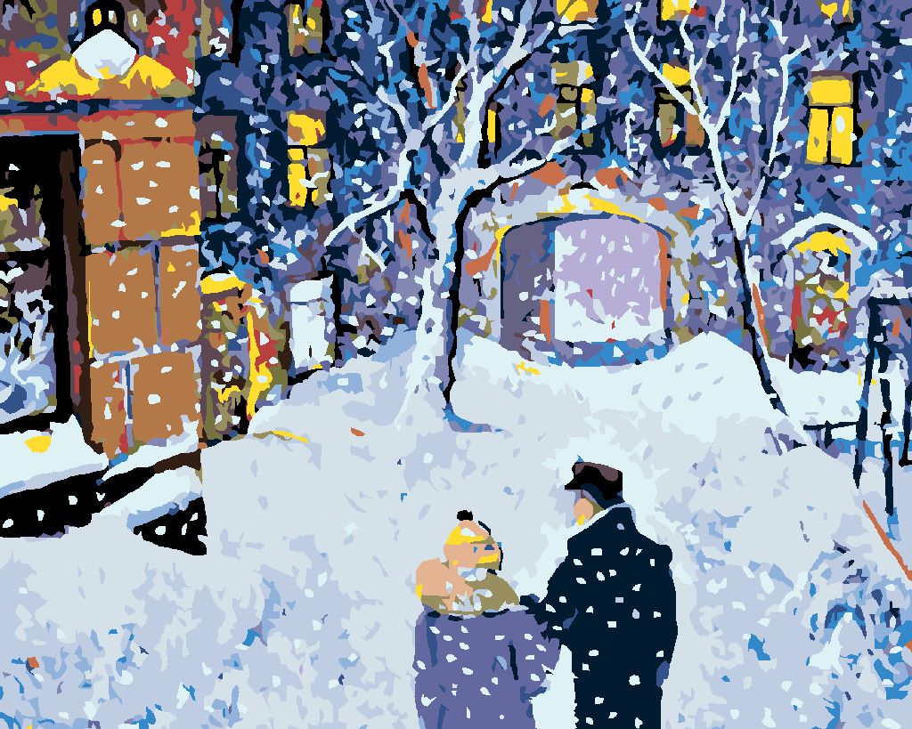 zuty Malování podle čísel - ZIMNÍ PROCHÁZKA VE DVOU - Rozměr: 40x50 cm, Rámování: Varianta: vypnuté plátno na rám - obrázek 3