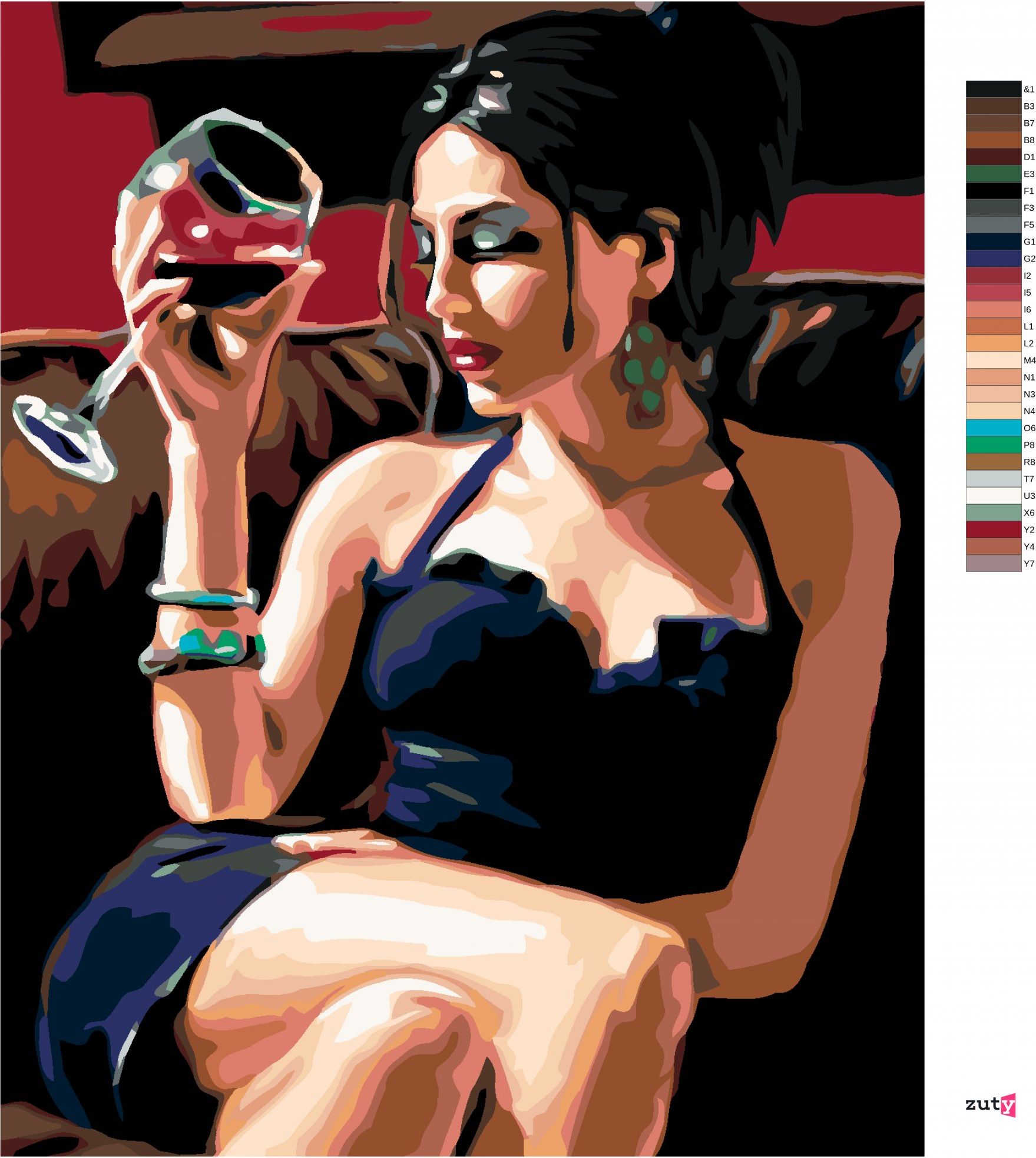 zuty Malování podle čísel - SVŮDNÁ SE SKLENKOU VÍNA - Rozměr: 40x50 cm, Rámování: Varianta: bez rámu a bez vypnutí plátna - obrázek 7