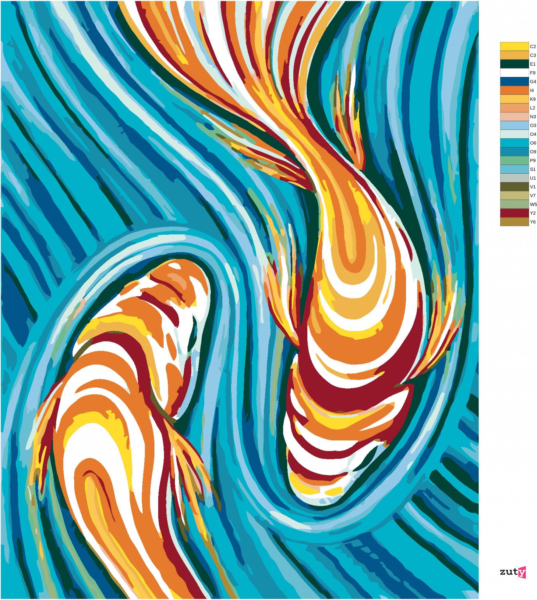 zuty Malování podle čísel - RYBKY UKRYTÉ V MALBĚ - Rozměr: 40x50 cm, Rámování: Varianta: bez rámu a bez vypnutí plátna - obrázek 9