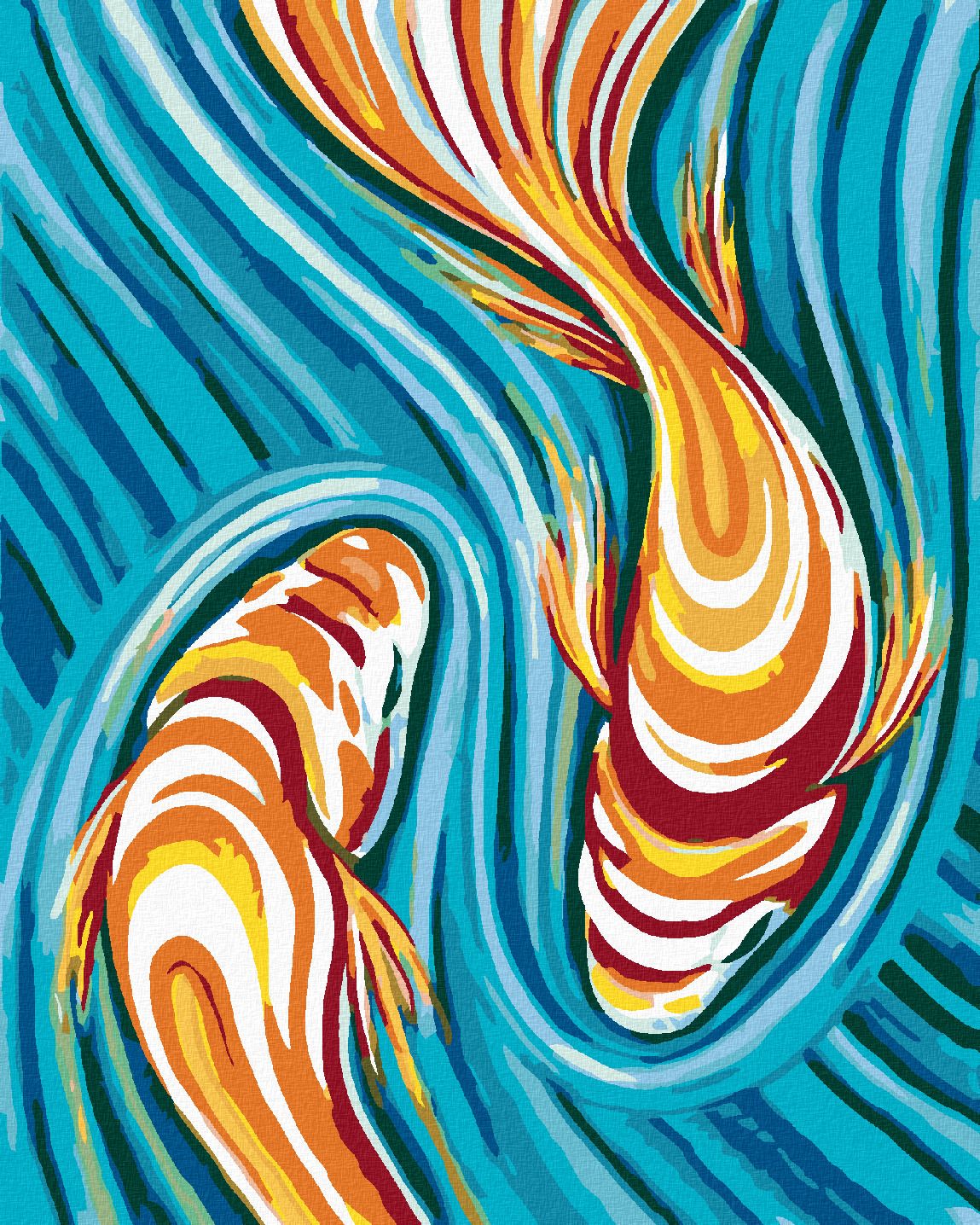 zuty Malování podle čísel - RYBKY UKRYTÉ V MALBĚ - Rozměr: 40x50 cm, Rámování: Varianta: vypnuté plátno na rám - obrázek 1