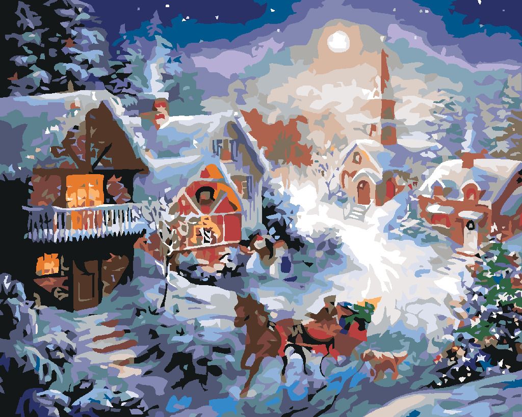 zuty Malování podle čísel - JEDEME NA SANÍCH - Rozměr: 40x50 cm, Rámování: Varianta: bez rámu a bez vypnutí plátna - obrázek 6
