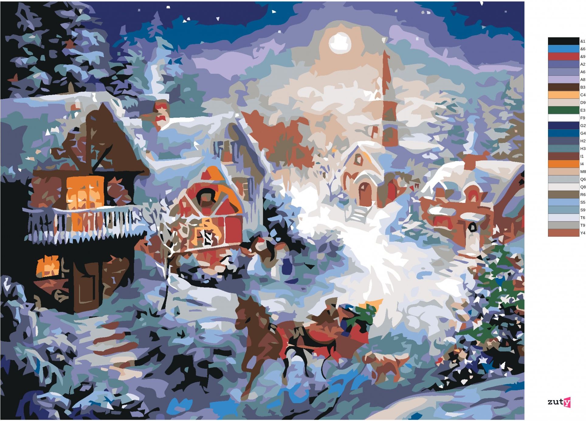 zuty Malování podle čísel - JEDEME NA SANÍCH - Rozměr: 40x50 cm, Rámování: Varianta: bez rámu a bez vypnutí plátna - obrázek 10