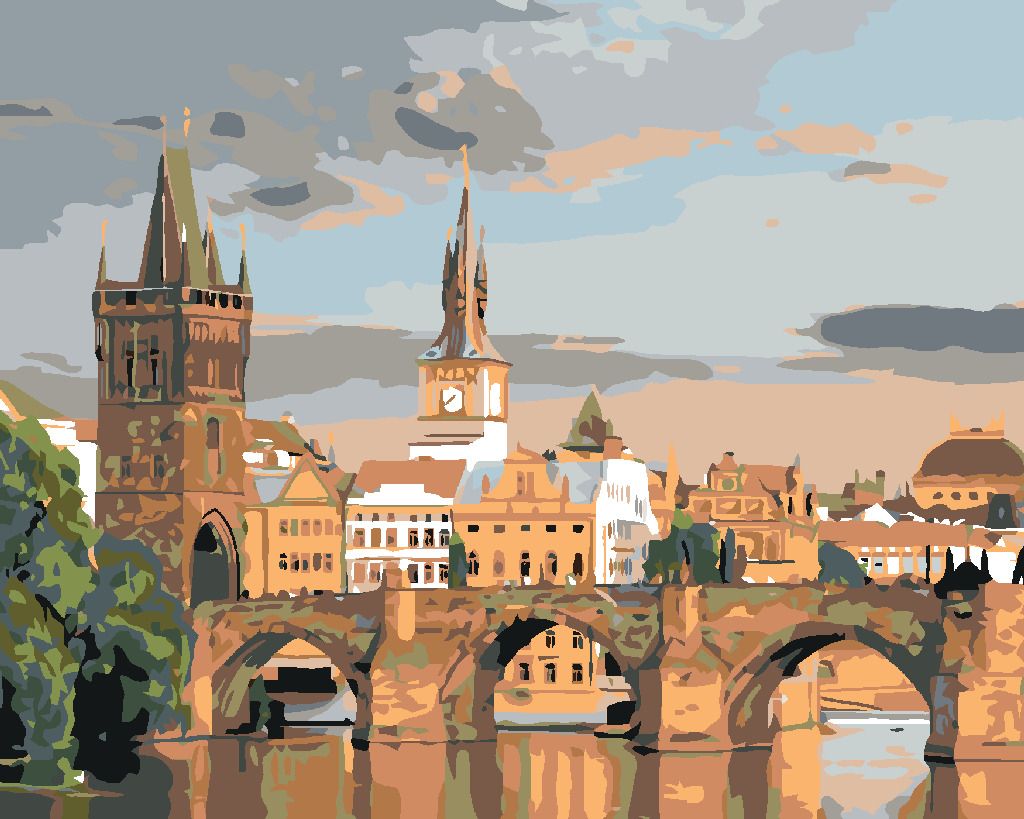 zuty Malování podle čísel - POHLED NA KARLŮV MOST - Rozměr: 40x50 cm, Rámování: Varianta: bez rámu a bez vypnutí plátna - obrázek 4