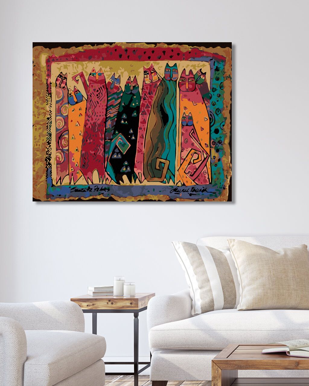 zuty Malování podle čísel - KOČKY NA ZLATÉM POZADÍ - Rozměr: 40x50 cm, Rámování: Varianta: vypnuté plátno na rám - obrázek 7