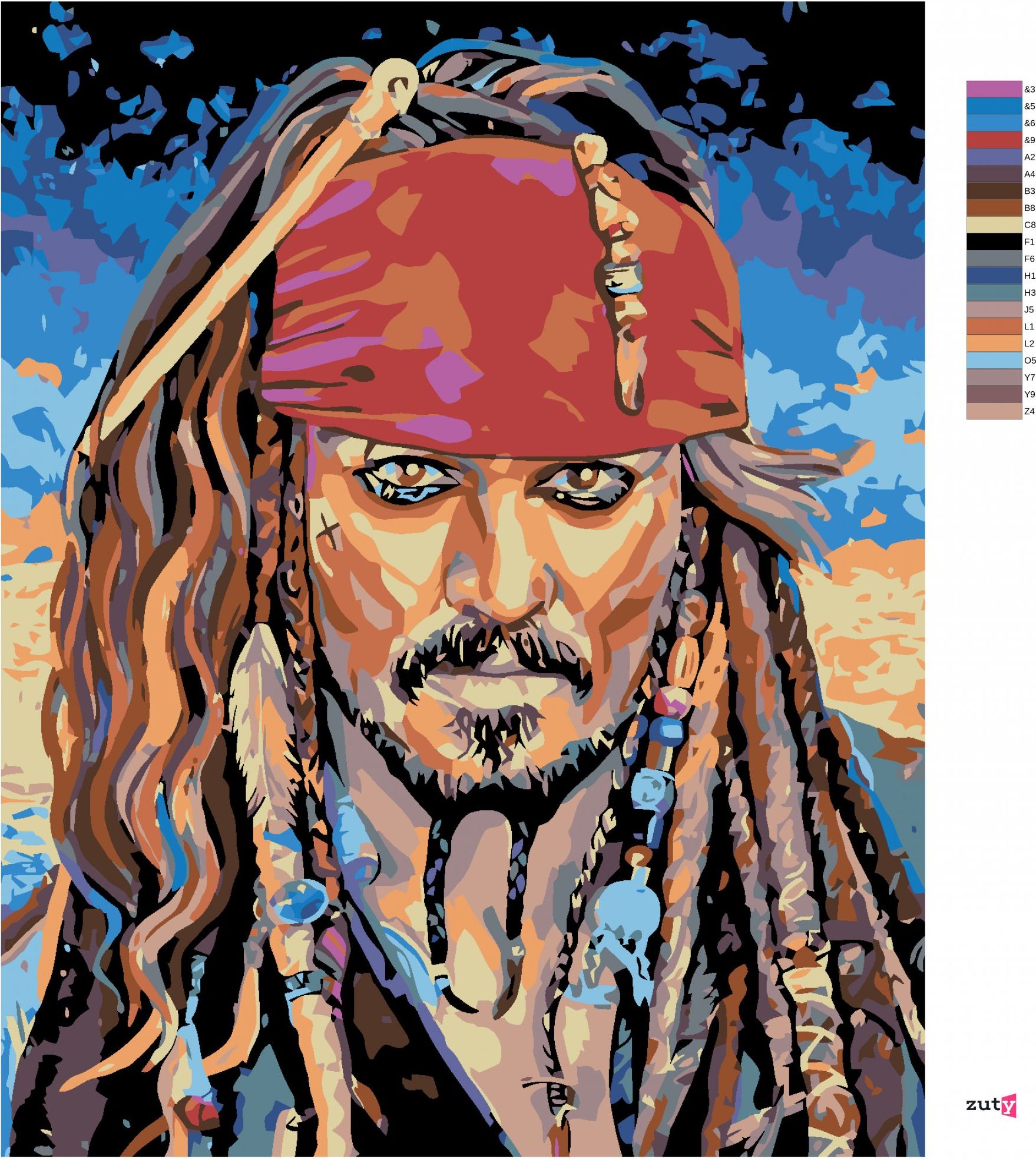 zuty Malování podle čísel - JACK SPARROW I - Rozměr: 40x50 cm, Rámování: Varianta: bez rámu a bez vypnutí plátna - obrázek 3