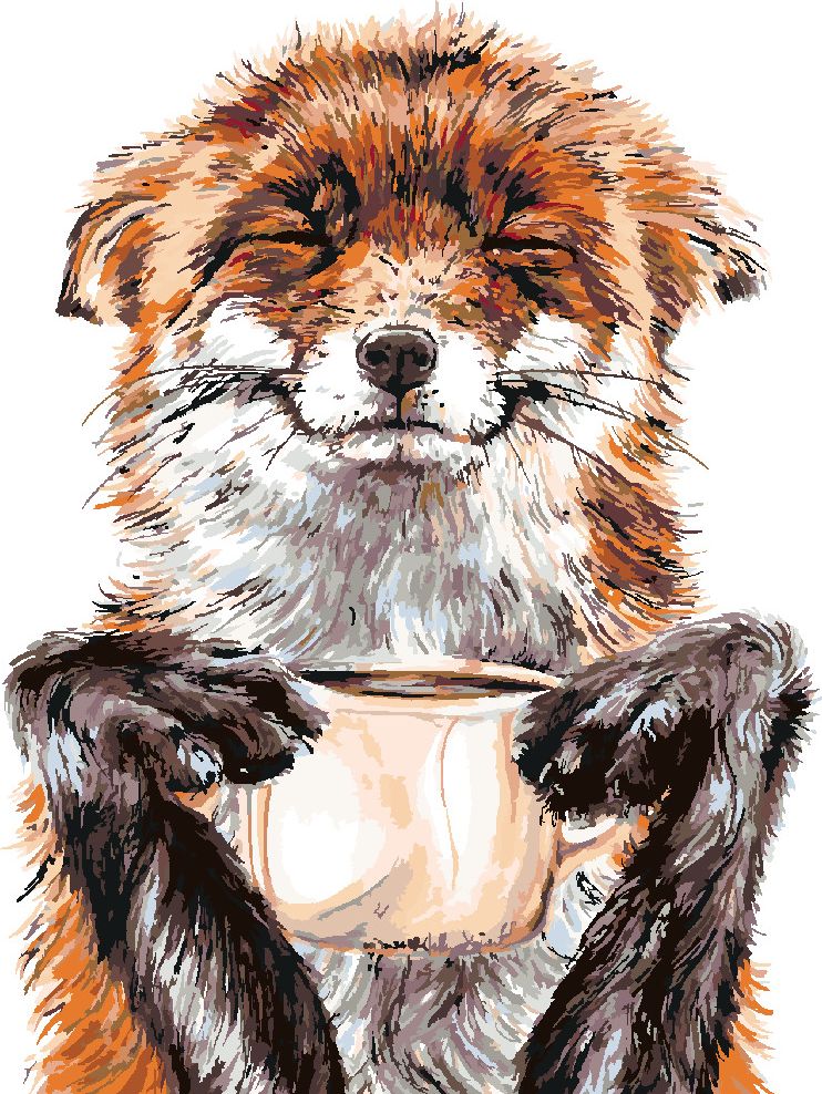 zuty Malování podle čísel - LIŠKA A KÁVA (HOLLY SIMENTAL) - Rozměr: 40x50 cm, Rámování: Varianta: bez rámu a bez vypnutí plátna - obrázek 2