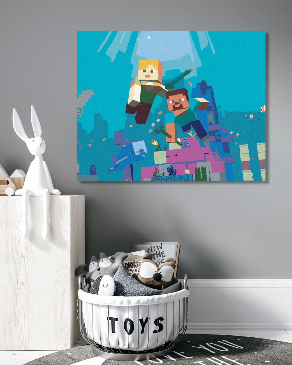 zuty Malování podle čísel - MINECRAFT - POD VODOU - Rozměr: 40x50 cm, Rámování: Varianta: bez rámu a bez vypnutí plátna - obrázek 4