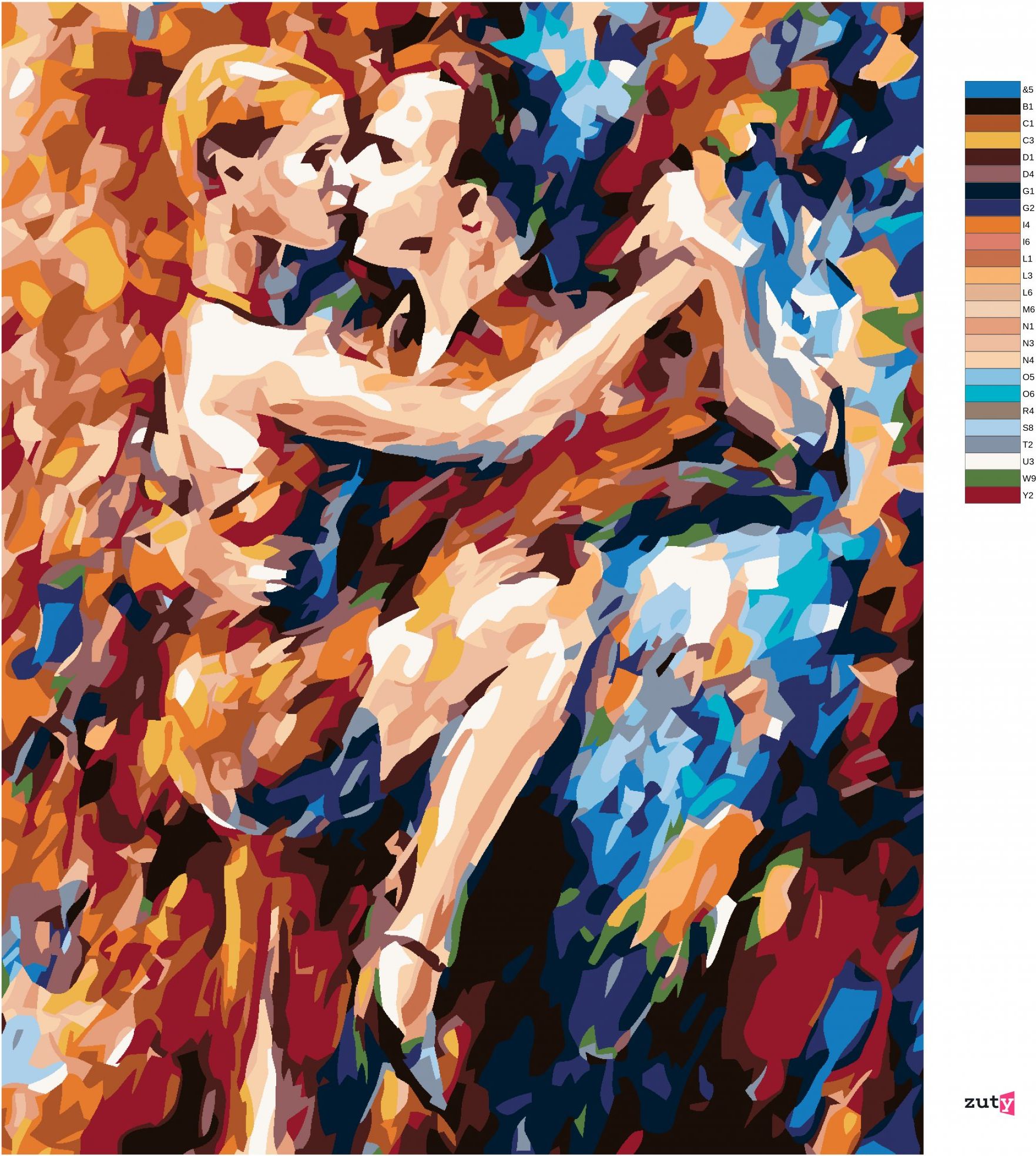 zuty Malování podle čísel - VE VÁŠNI TANCE - Rozměr: 40x50 cm, Rámování: Varianta: bez rámu a bez vypnutí plátna - obrázek 4