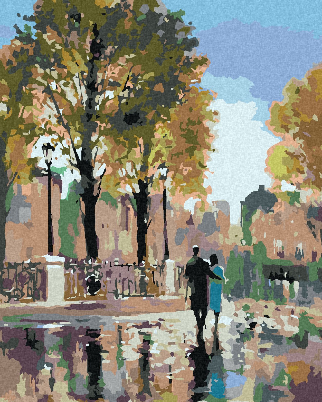 zuty Malování podle čísel - NA PROCHÁZCE V PARKU - Rozměr: 40x50 cm, Rámování: Varianta: bez rámu a bez vypnutí plátna - obrázek 1