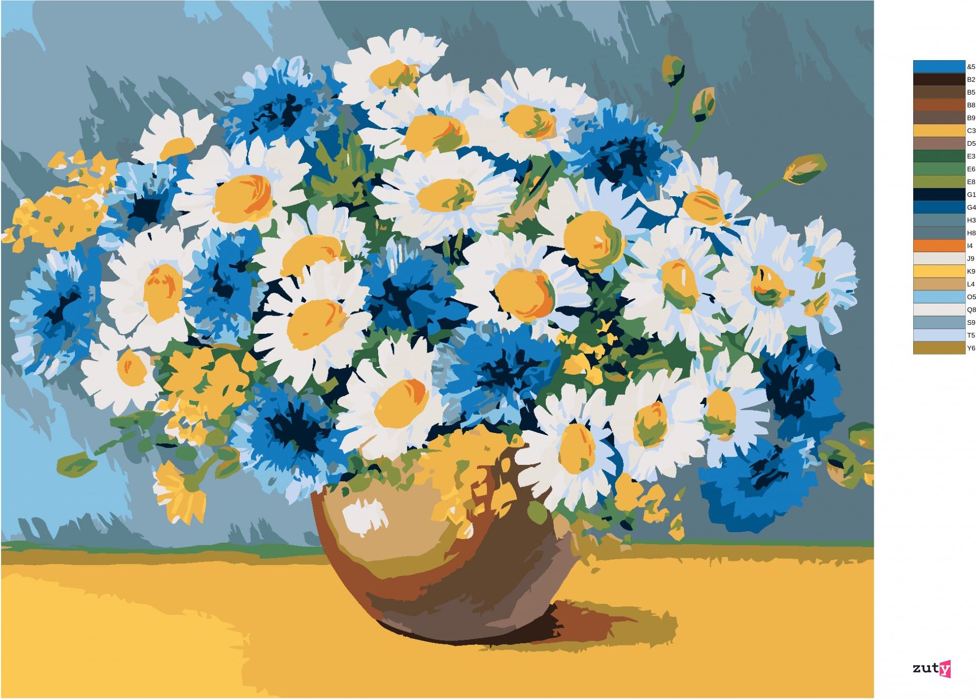zuty Malování podle čísel - KOPRETINY S DALŠÍMI JARNÍMI KVĚTINAMI - Rozměr: 40x50 cm, Rámování: Varianta: vypnuté plátno na rám - obrázek 2
