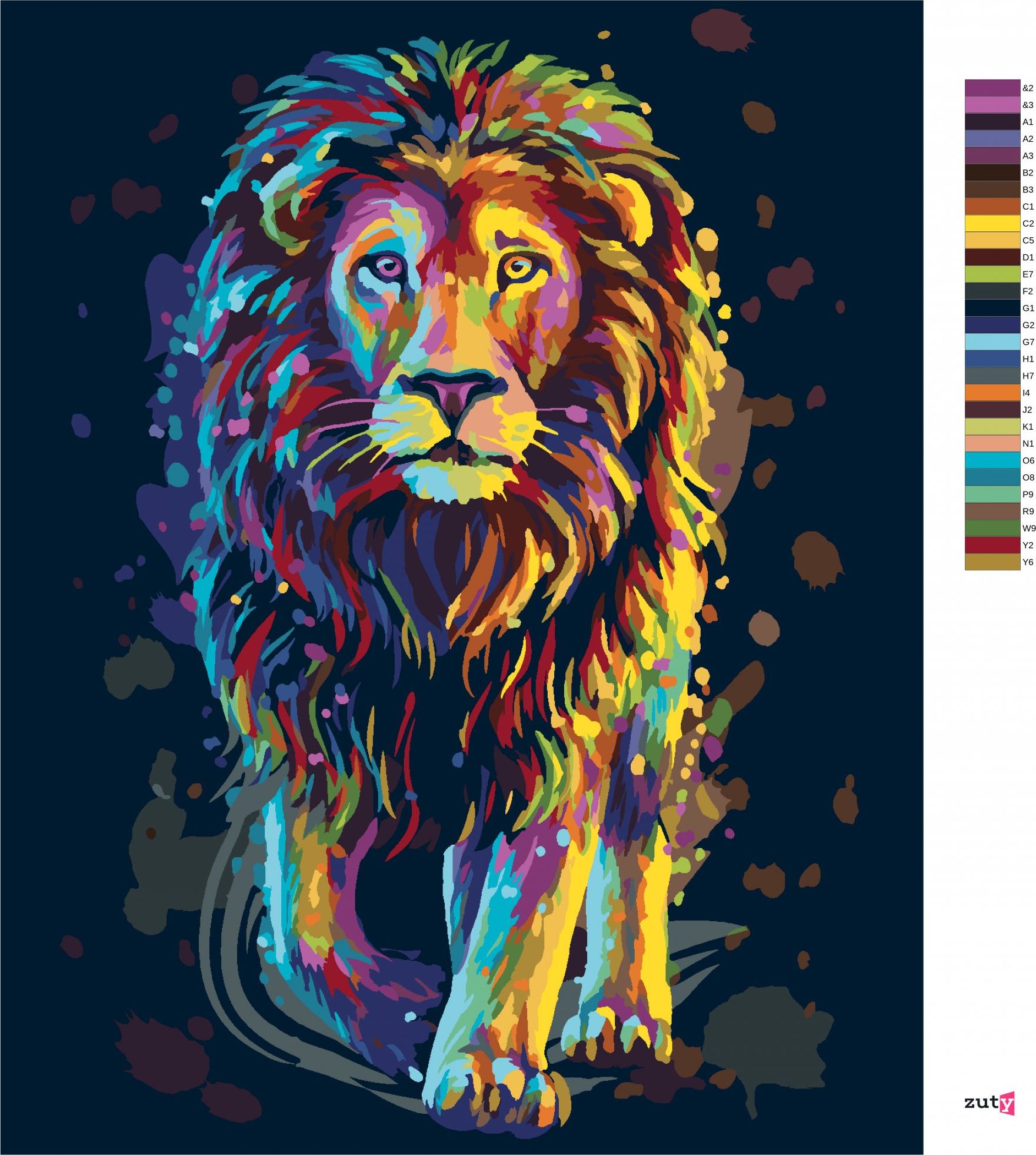 zuty Malování podle čísel - BAREVNÝ LEV PORTRÉT - Rozměr: 40x50 cm, Rámování: Varianta: vypnuté plátno na rám - obrázek 5