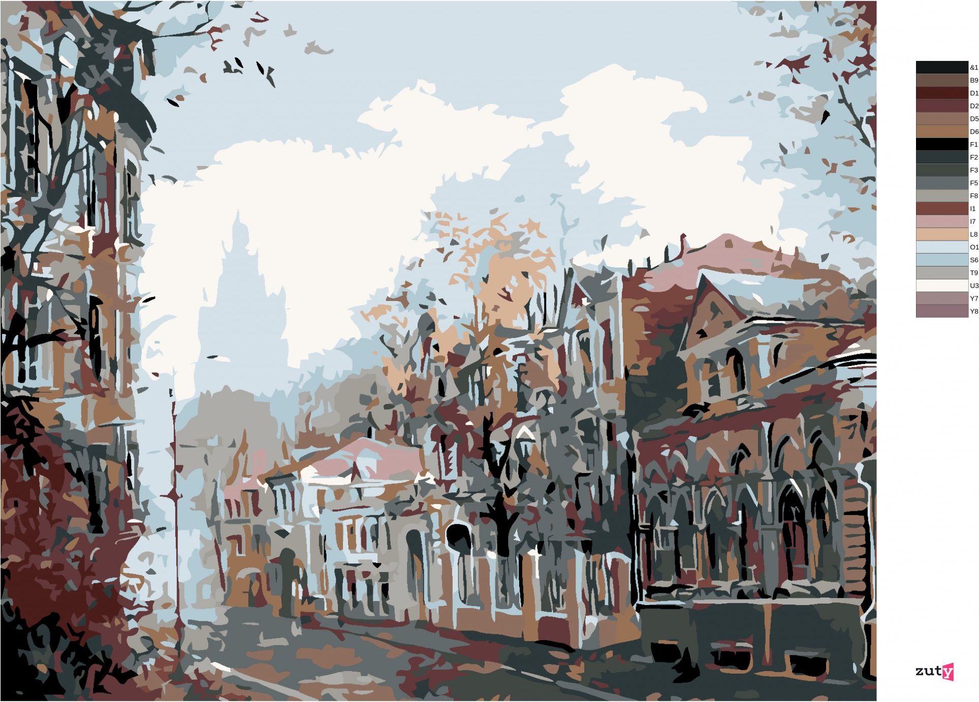 zuty Malování podle čísel - TEMNÉ MĚSTEČKO - Rozměr: 40x50 cm, Rámování: Varianta: bez rámu a bez vypnutí plátna - obrázek 4