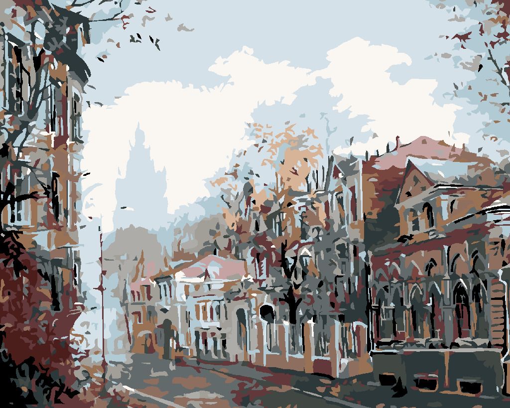 zuty Malování podle čísel - TEMNÉ MĚSTEČKO - Rozměr: 40x50 cm, Rámování: Varianta: bez rámu a bez vypnutí plátna - obrázek 6