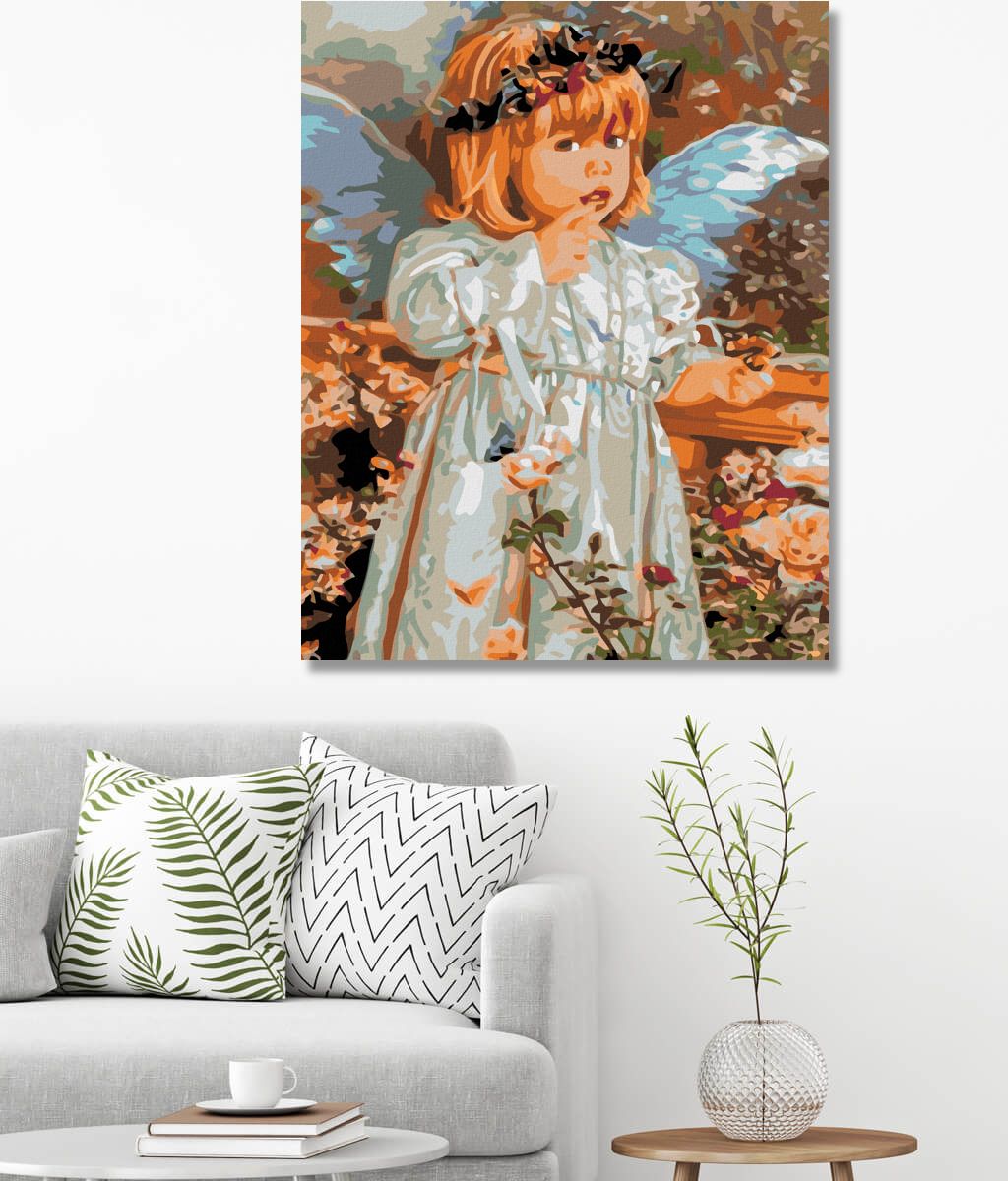 zuty Malování podle čísel - ANDÍLEK S MOTÝLKOVÝM VĚNEČKEM - Rozměr: 40x50 cm, Rámování: Varianta: vypnuté plátno na rám - obrázek 7