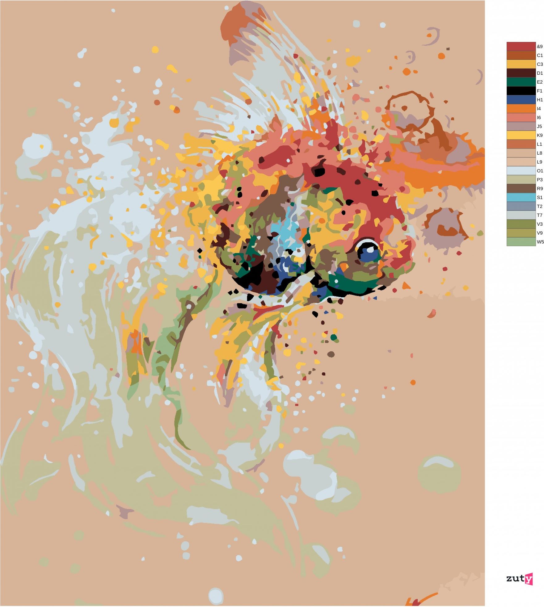 zuty Malování podle čísel - ABSTRAKTNÍ RYBKA - Rozměr: 40x50 cm, Rámování: Varianta: vypnuté plátno na rám - obrázek 2