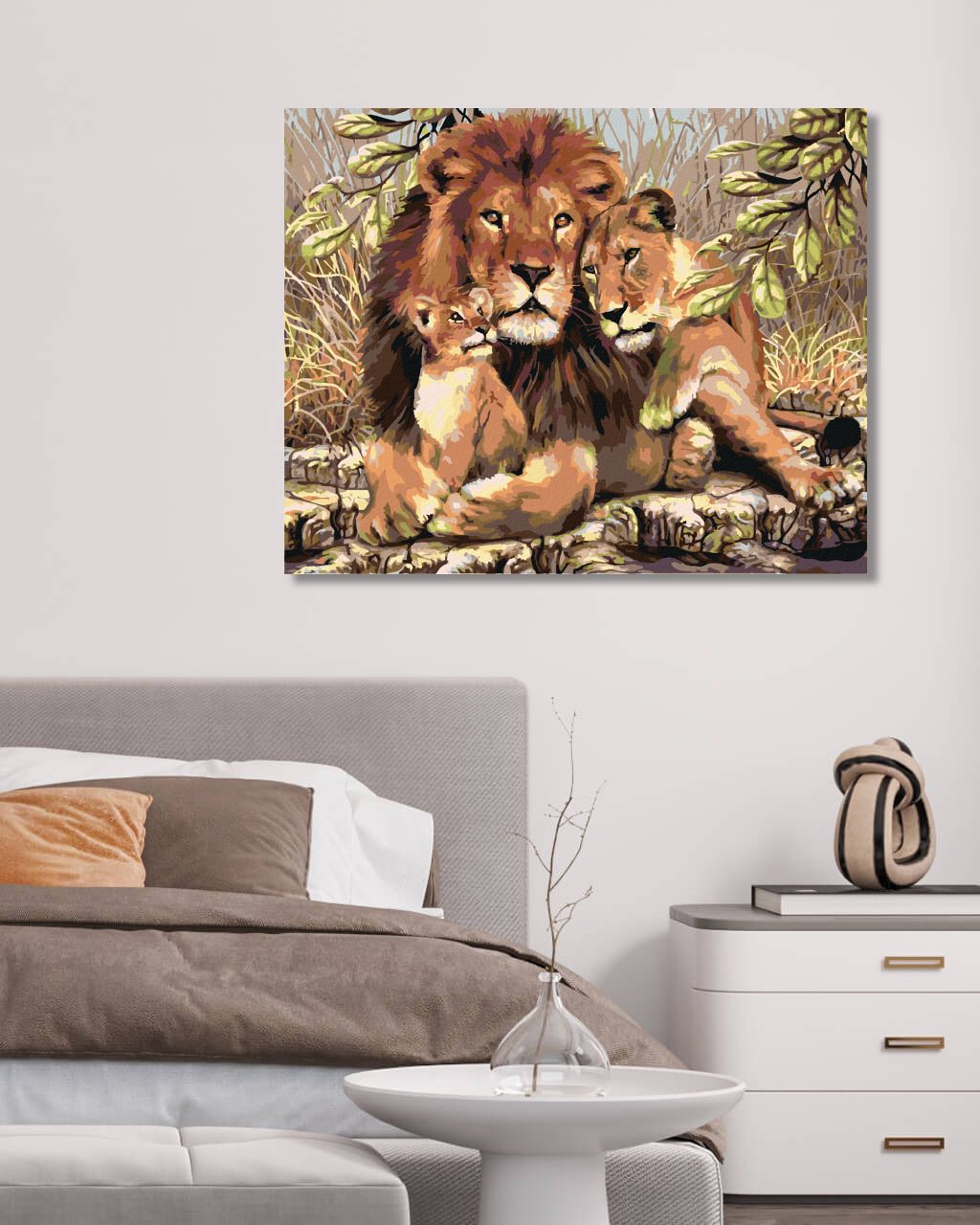 zuty Malování podle čísel - LEV S LVICÍ A LVÍČETEM - Rozměr: 40x50 cm, Rámování: Varianta: vypnuté plátno na rám - obrázek 9