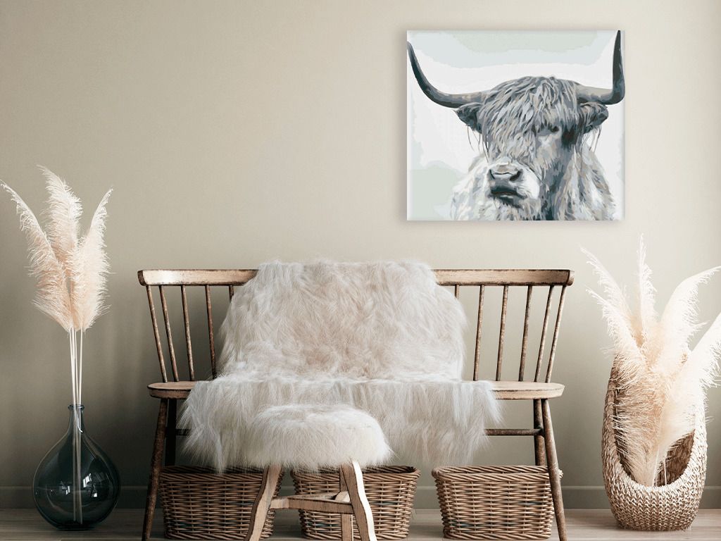 zuty Malování podle čísel - ČERNOBÍLÝ BUVOL PŘÍMÝ POHLED - Rozměr: 40x50 cm, Rámování: Varianta: bez rámu a bez vypnutí plátna - obrázek 16