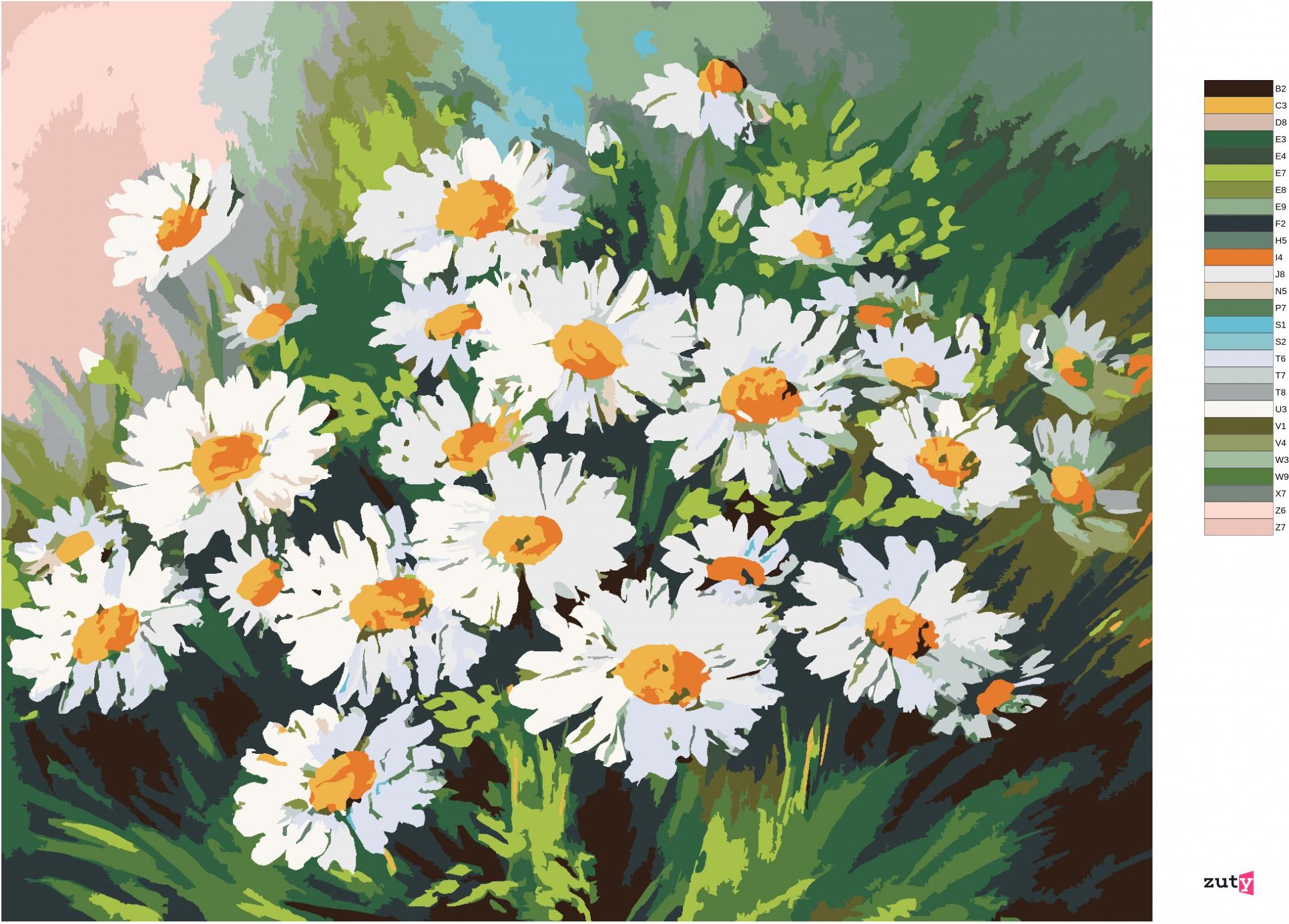 zuty Malování podle čísel - KOPRETINY V TRÁVĚ - Rozměr: 40x50 cm, Rámování: Varianta: bez rámu a bez vypnutí plátna - obrázek 8
