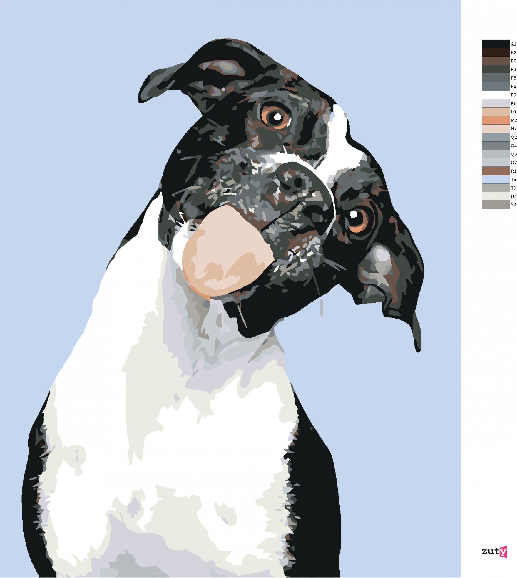 zuty Malování podle čísel - ČERNOBÍLÝ PES A VYPLÁZNUTÝ JAZYK - Rozměr: 40x50 cm, Rámování: Varianta: vypnuté plátno na rám - obrázek 10