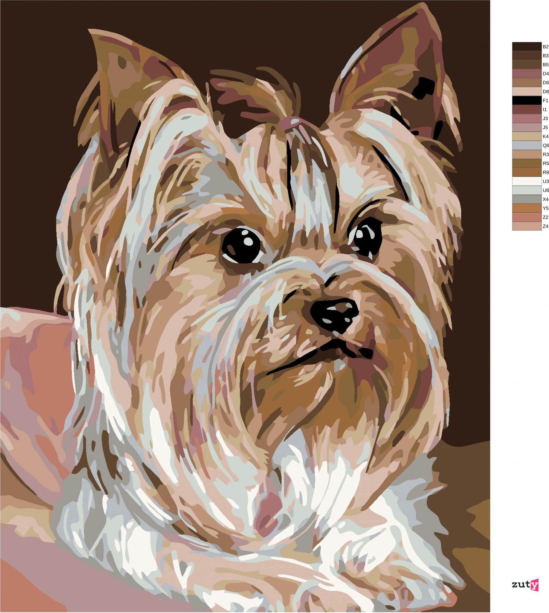 zuty Malování podle čísel - JORKŠÍRKA - Rozměr: 40x50 cm, Rámování: Varianta: bez rámu a bez vypnutí plátna - obrázek 5